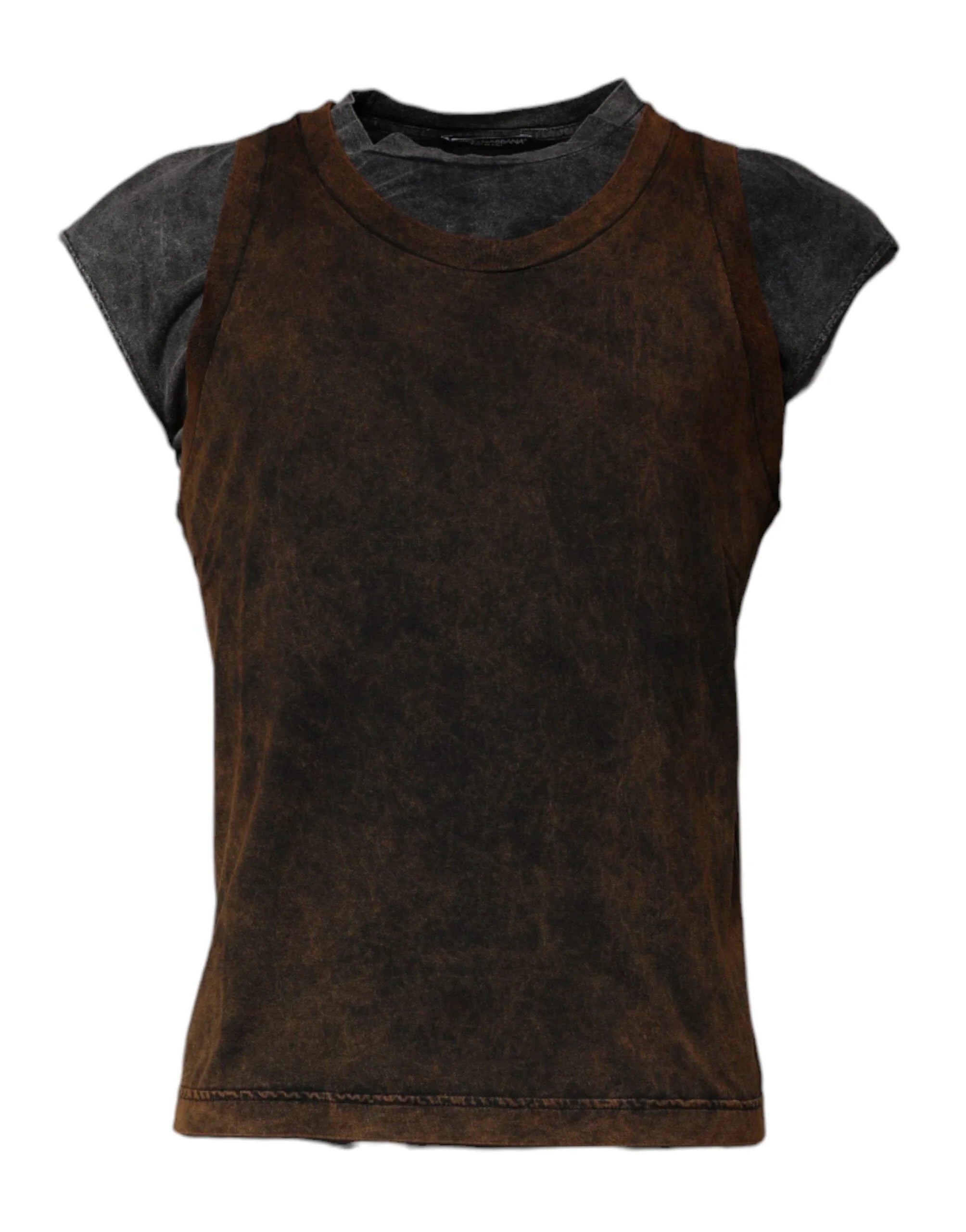 Dolce & Gabbana T-Shirts IT52 | XL Dolce & Gabbana Brown Cotton Round Neck Sleeveless T-shirt
