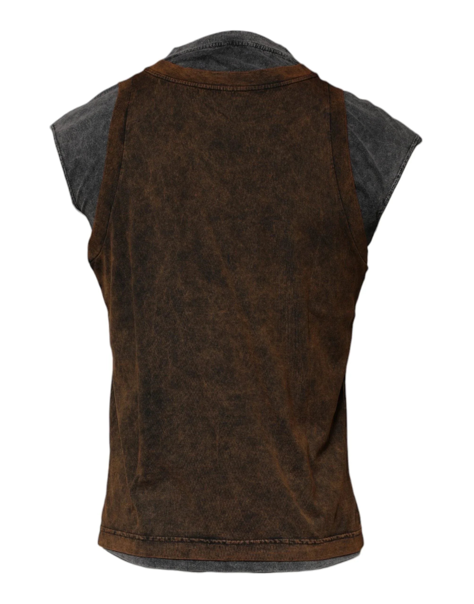 Dolce & Gabbana T-Shirts IT52 | XL Dolce & Gabbana Brown Cotton Round Neck Sleeveless T-shirt