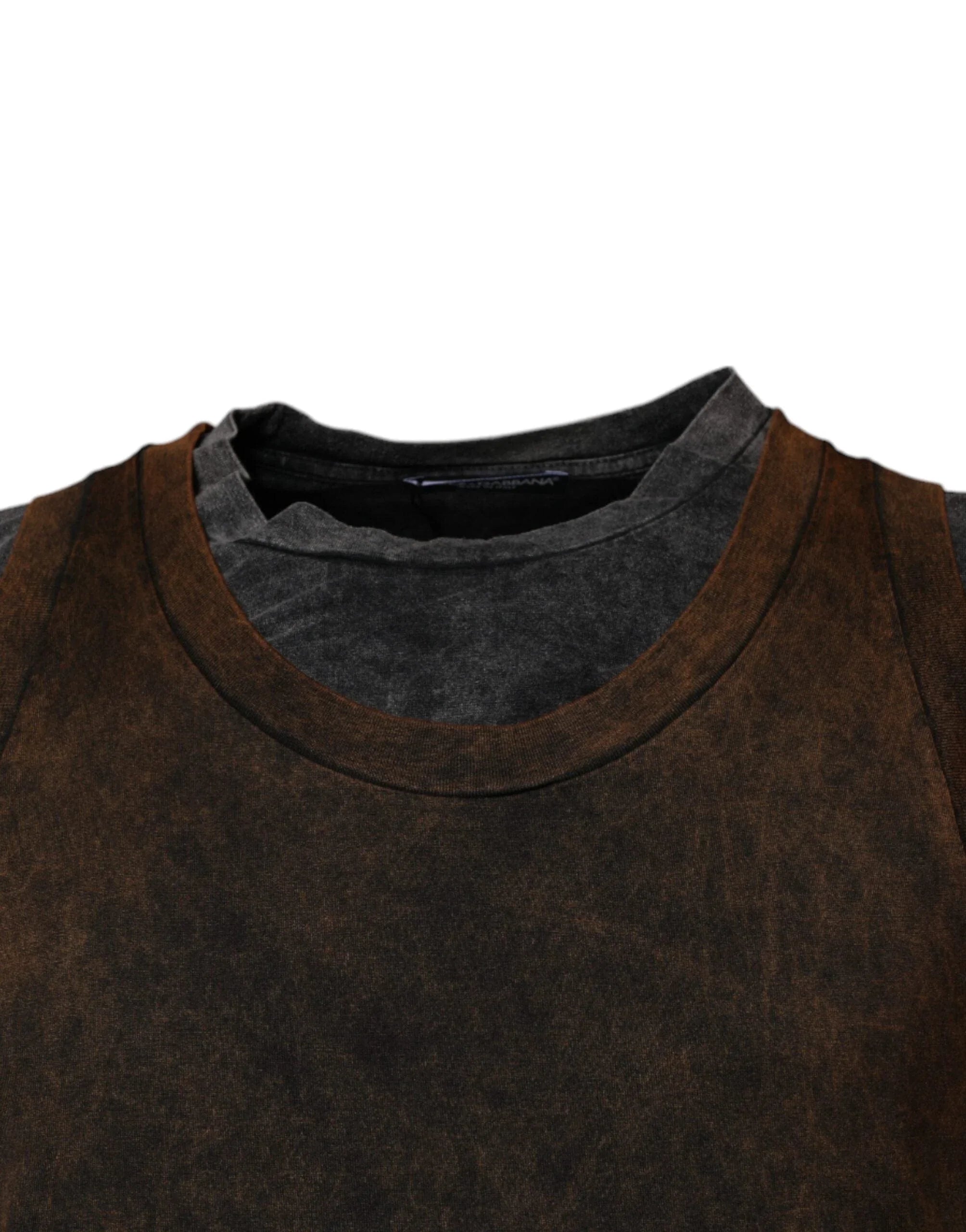 Dolce & Gabbana T-Shirts IT52 | XL Dolce & Gabbana Brown Cotton Round Neck Sleeveless T-shirt