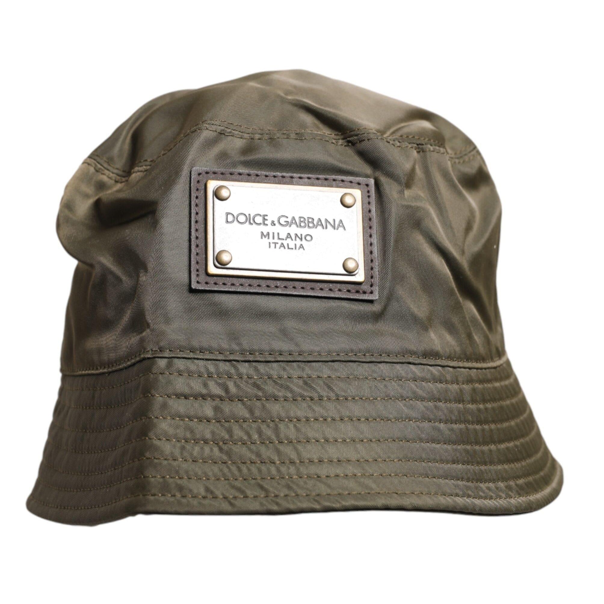 Dolce & Gabbana 57 cm|S Dolce & Gabbana Brown DG Plaque Wide Brim Bucket Hat