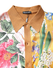 Dolce & Gabbana Premium Polos IT48 | M Dolce & Gabbana Brown Floral Collared Short Sleeve T-shirt