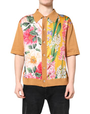 Dolce & Gabbana Premium Polos IT48 | M Dolce & Gabbana Brown Floral Collared Short Sleeve T-shirt