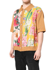 Dolce & Gabbana Premium Polos IT48 | M Dolce & Gabbana Brown Floral Collared Short Sleeve T-shirt