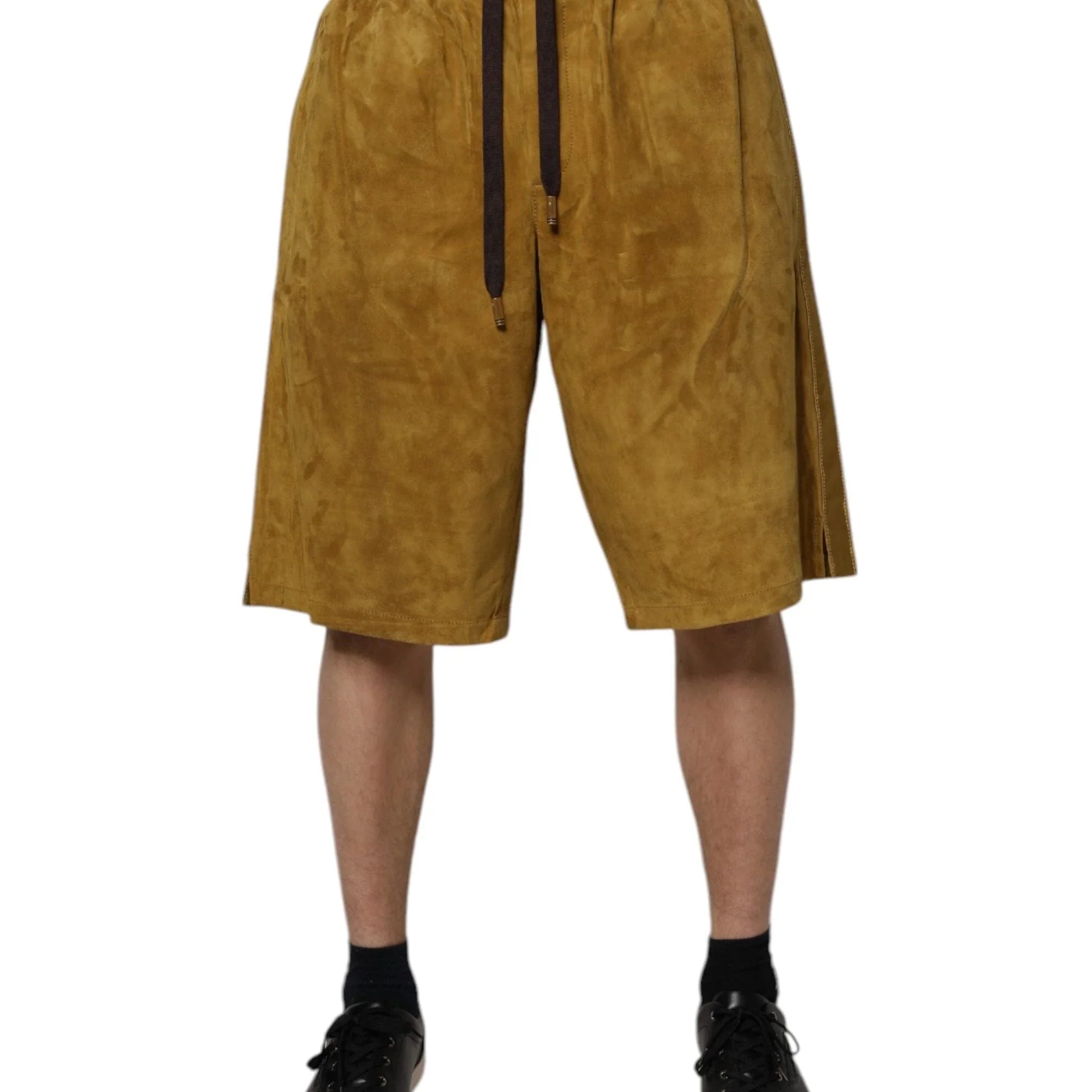 Chino Shorts IT50 | L Dolce & Gabbana Brown Lambskin Suede Men Bermuda Shorts