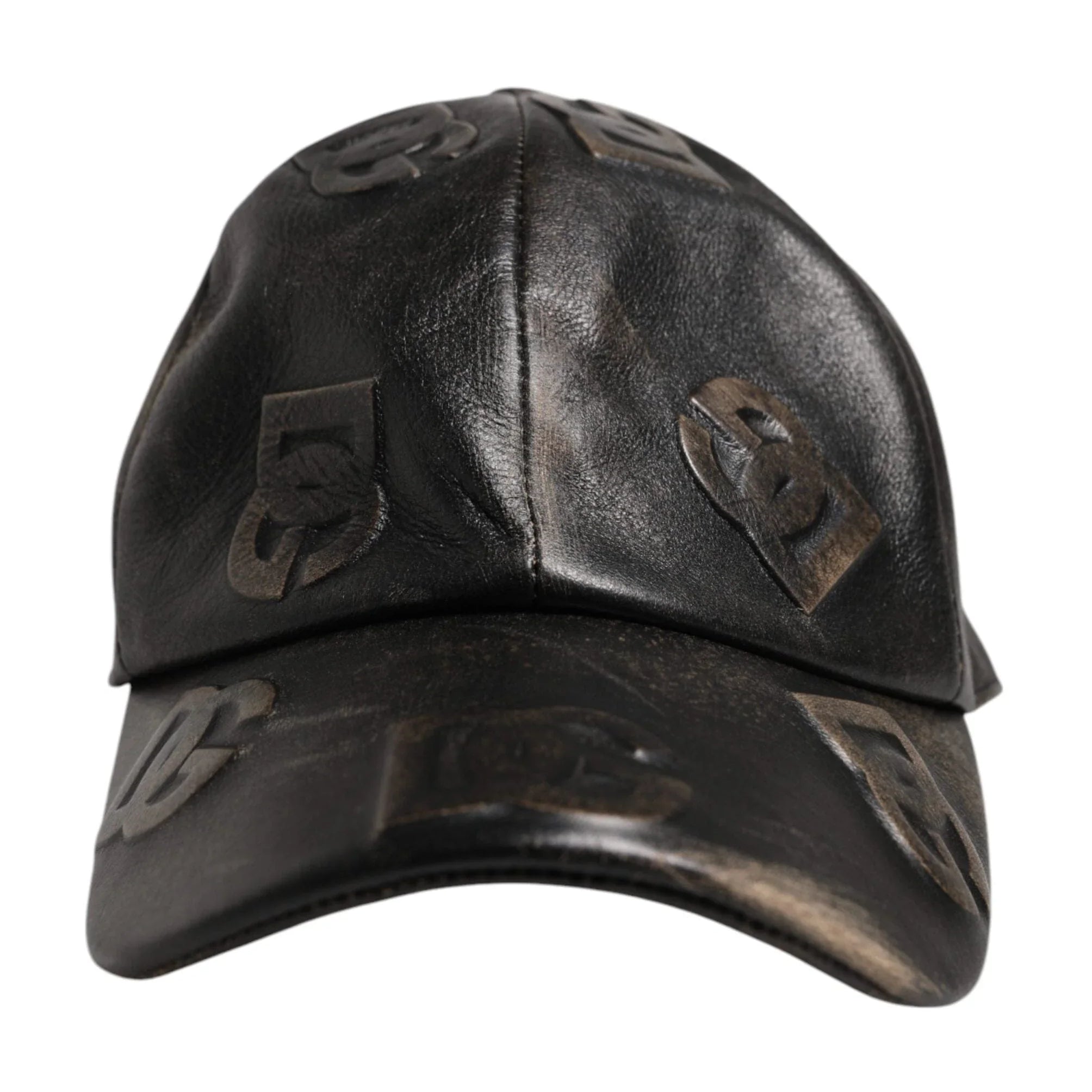 Dolce & Gabbana 58 cm|M Dolce & Gabbana Brown Leather Logo Monogram Baseball Cap
