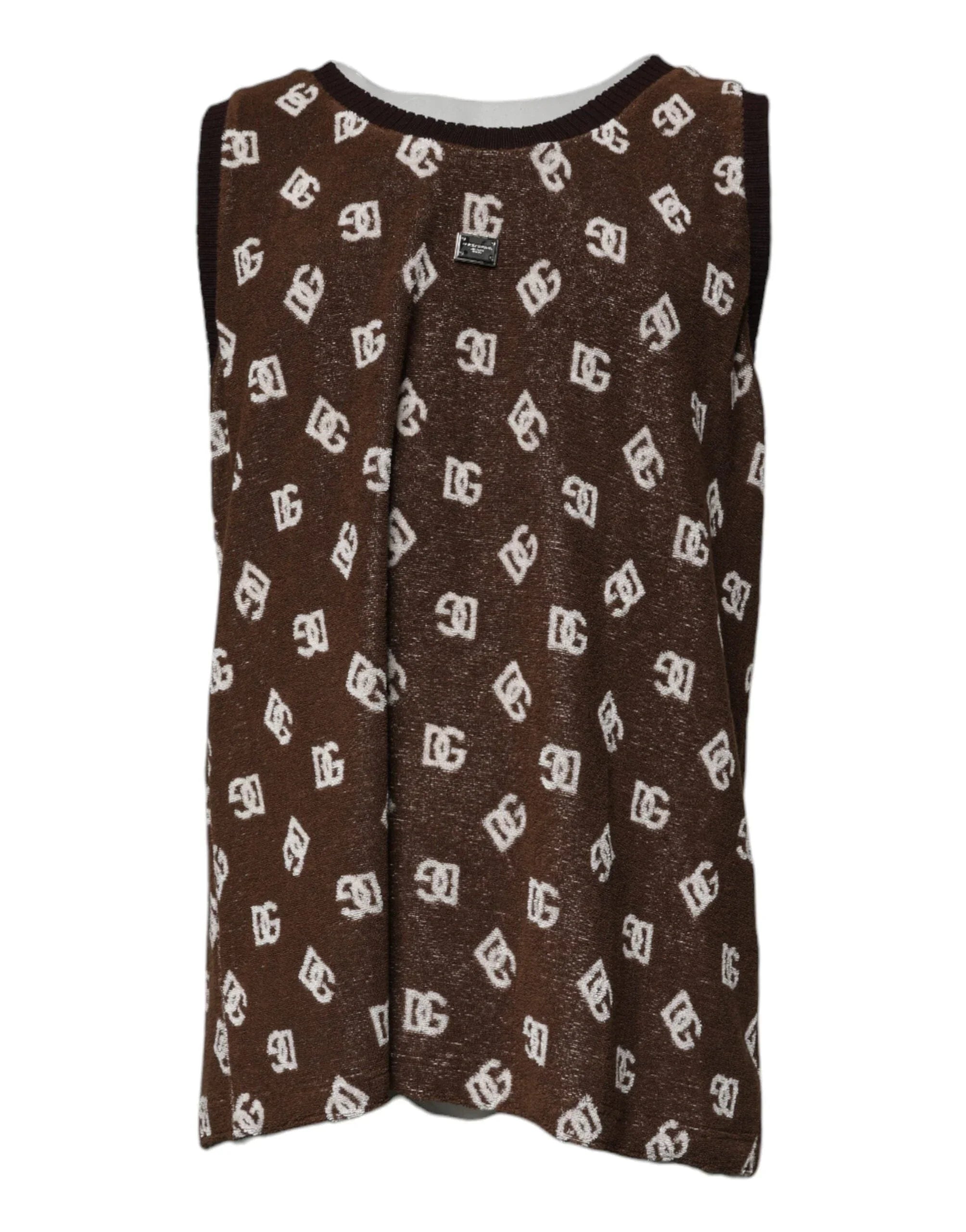 Dolce & Gabbana T-Shirts IT50 | L Dolce & Gabbana Brown Logo Monogram Cotton Crew Neck T-shirt