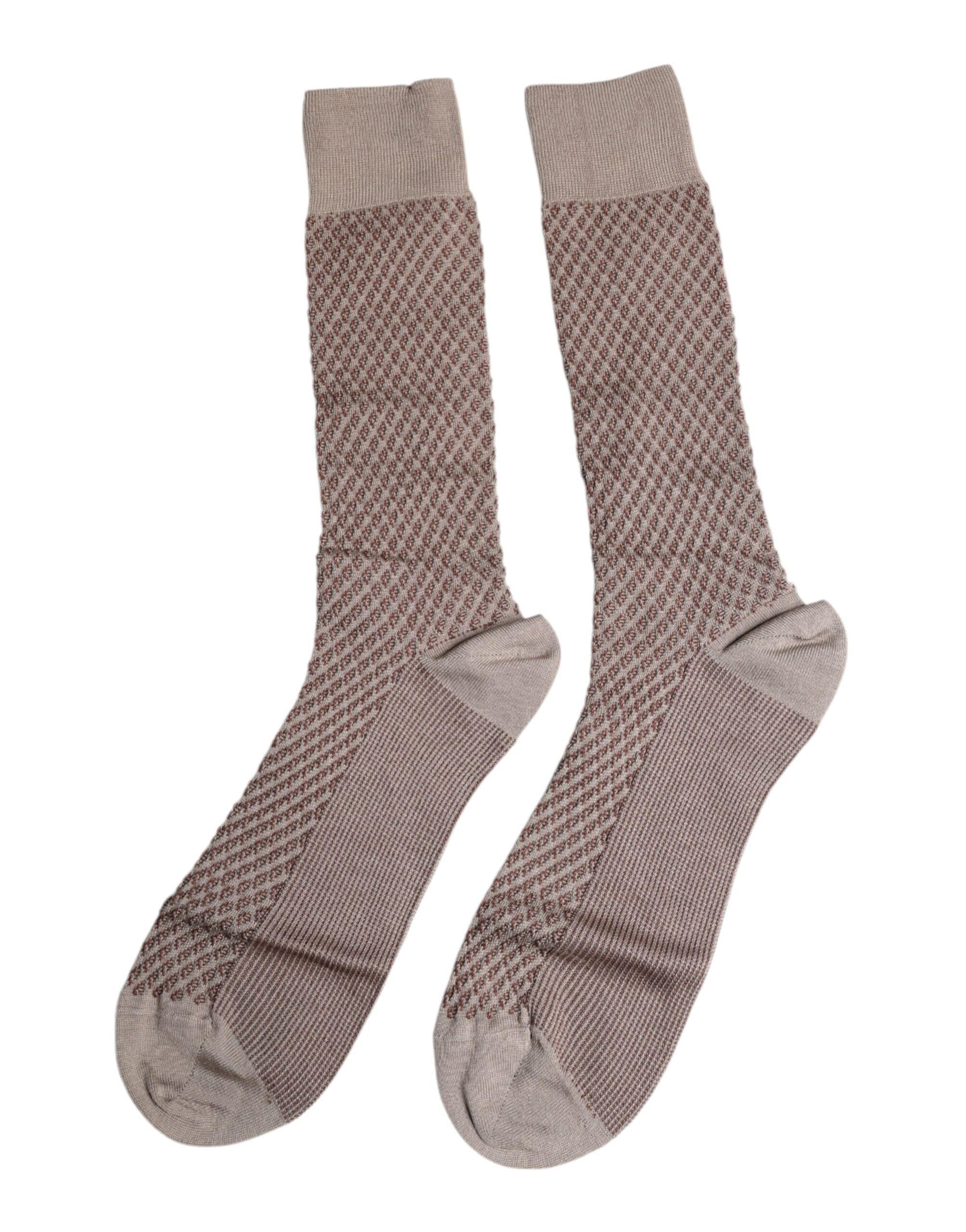 Dolce & Gabbana L Dolce & Gabbana Brown Solid DG Logo Mid Calf Men Socks