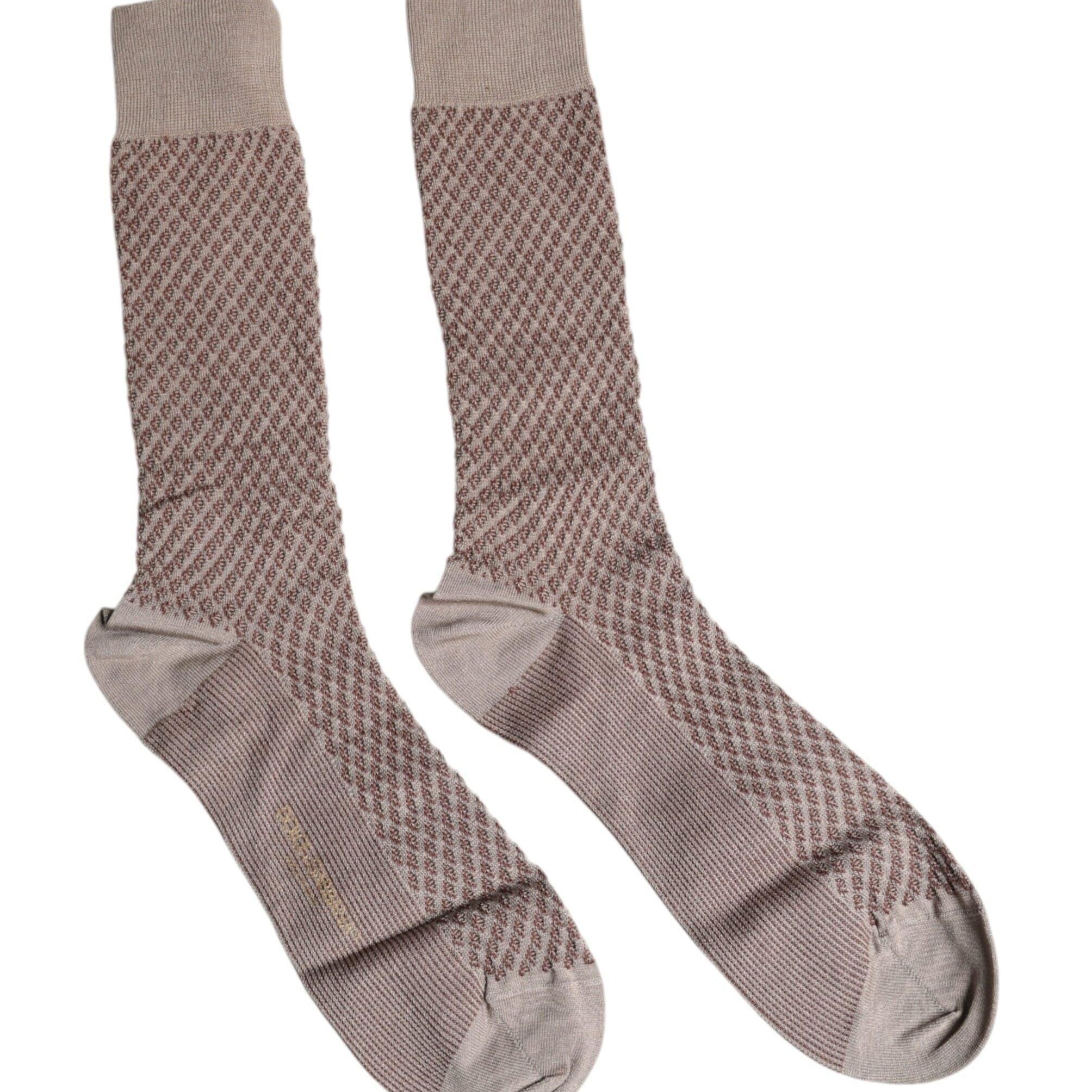 Dolce & Gabbana L Dolce & Gabbana Brown Solid DG Logo Mid Calf Men Socks
