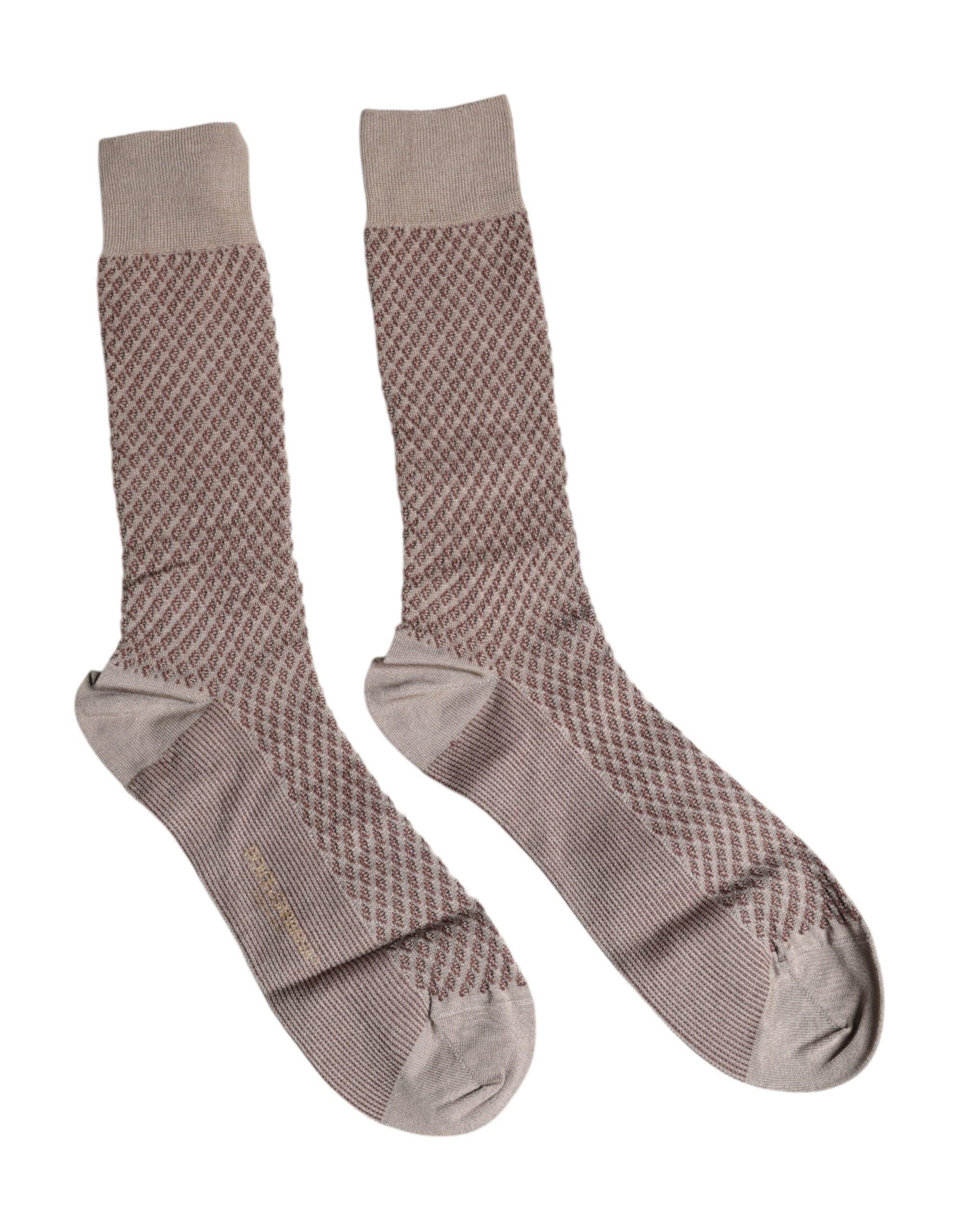 Dolce & Gabbana L Dolce & Gabbana Brown Solid DG Logo Mid Calf Men Socks