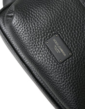 Dolce & Gabbana Backpacks Dolce & Gabbana Chic Black Calf Leather Small Backpack