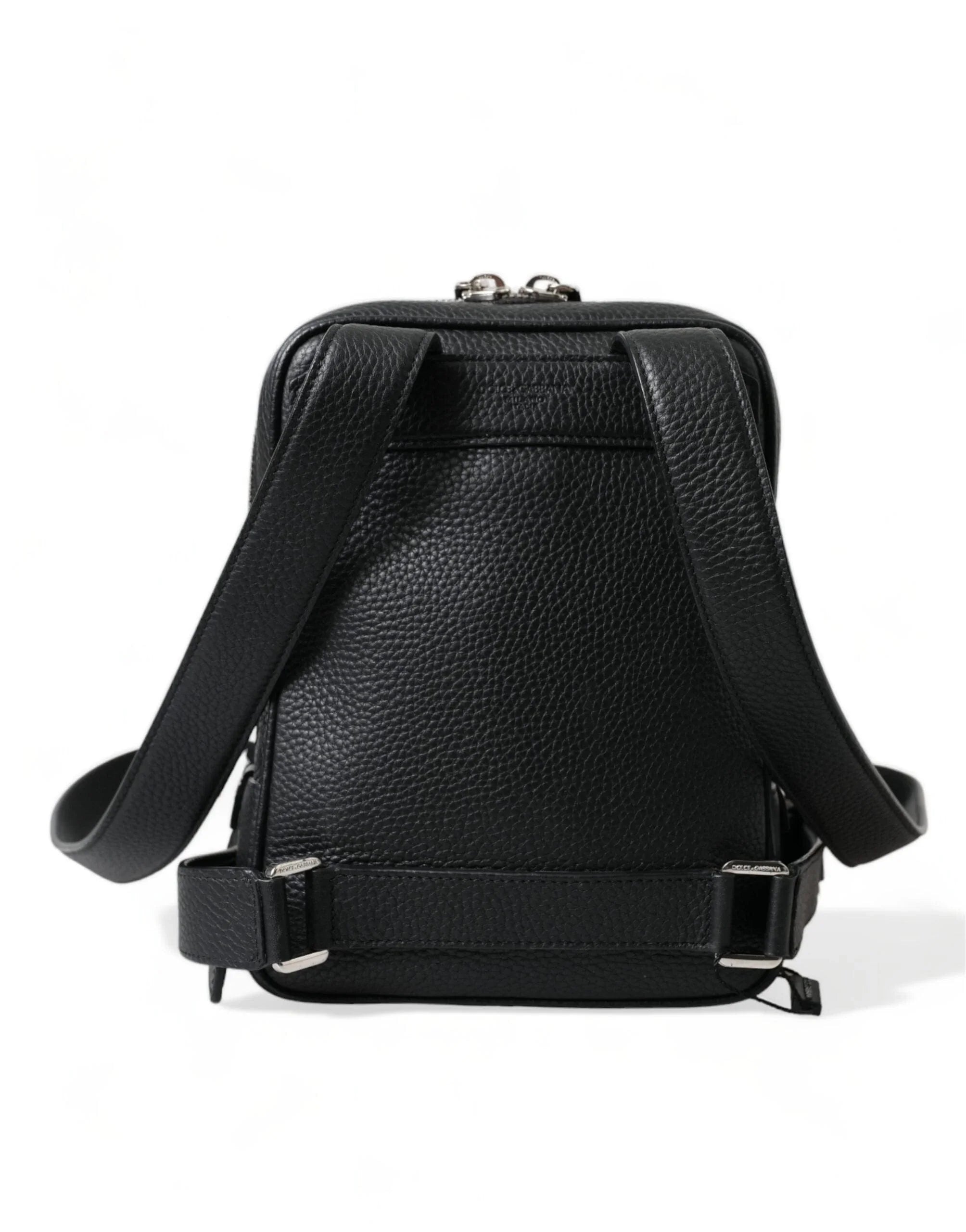 Dolce & Gabbana Backpacks Dolce & Gabbana Chic Black Calf Leather Small Backpack