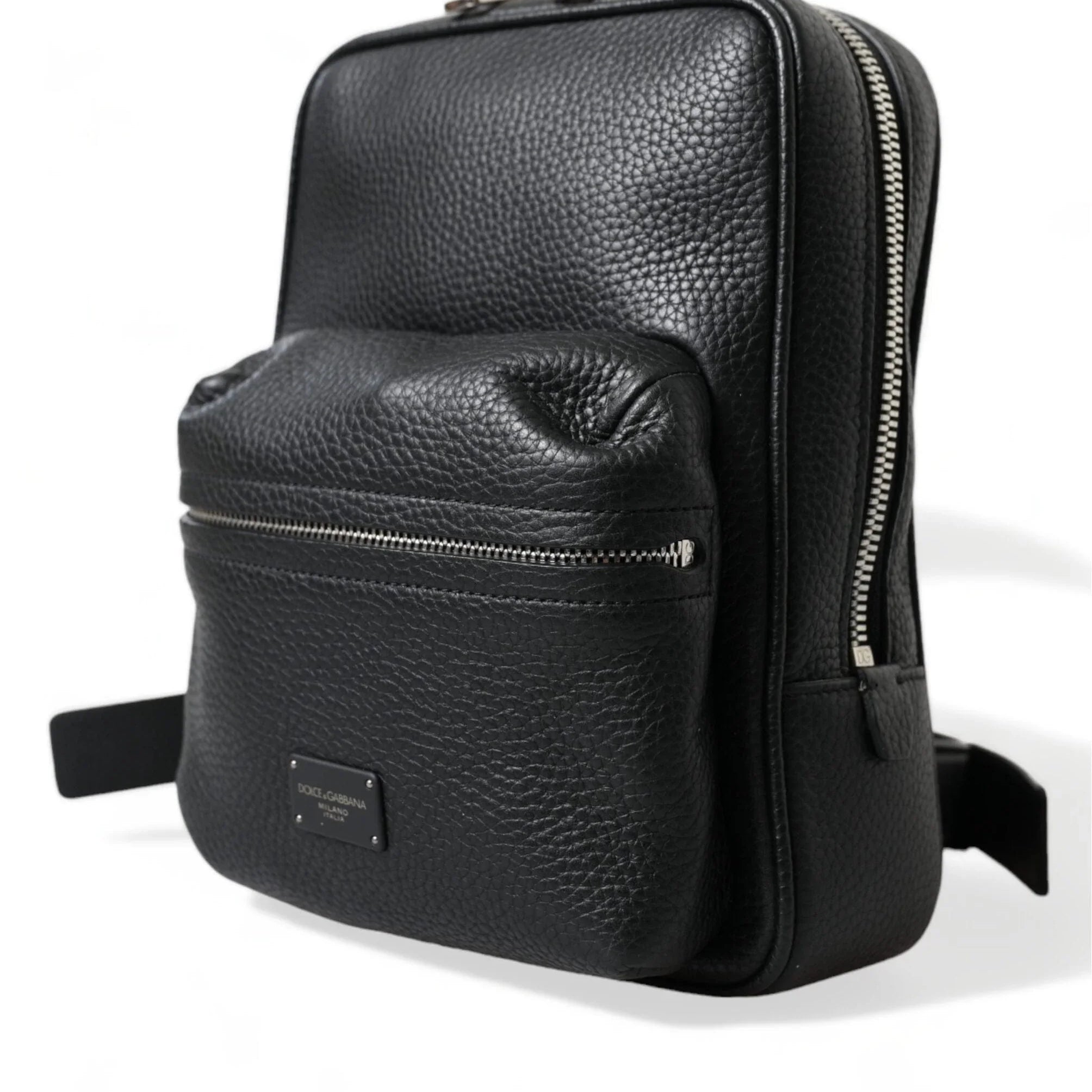 Dolce & Gabbana Backpacks Dolce & Gabbana Chic Black Calf Leather Small Backpack