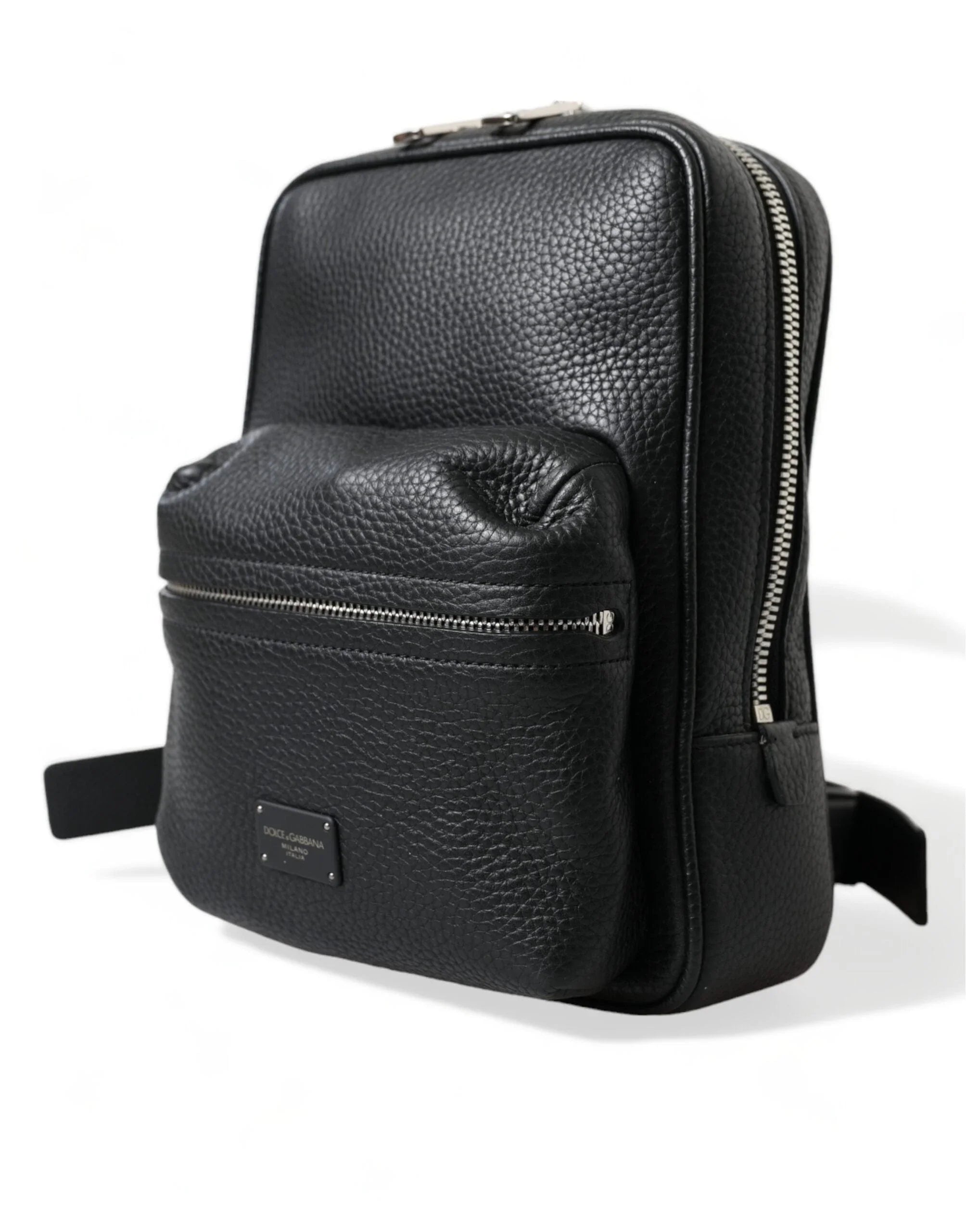 Dolce & Gabbana Backpacks Dolce & Gabbana Chic Black Calf Leather Small Backpack