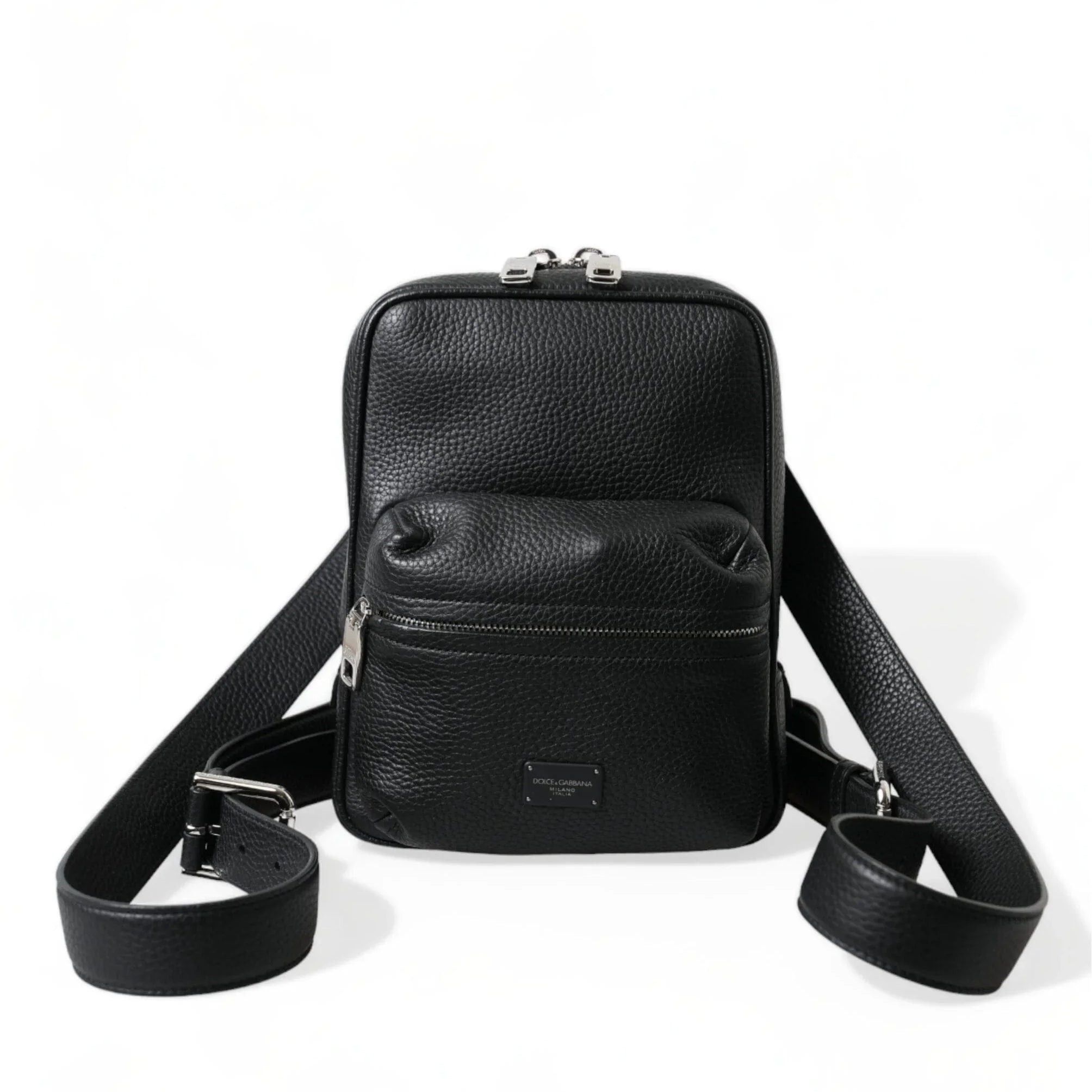Dolce & Gabbana Backpacks Dolce & Gabbana Chic Black Calf Leather Small Backpack