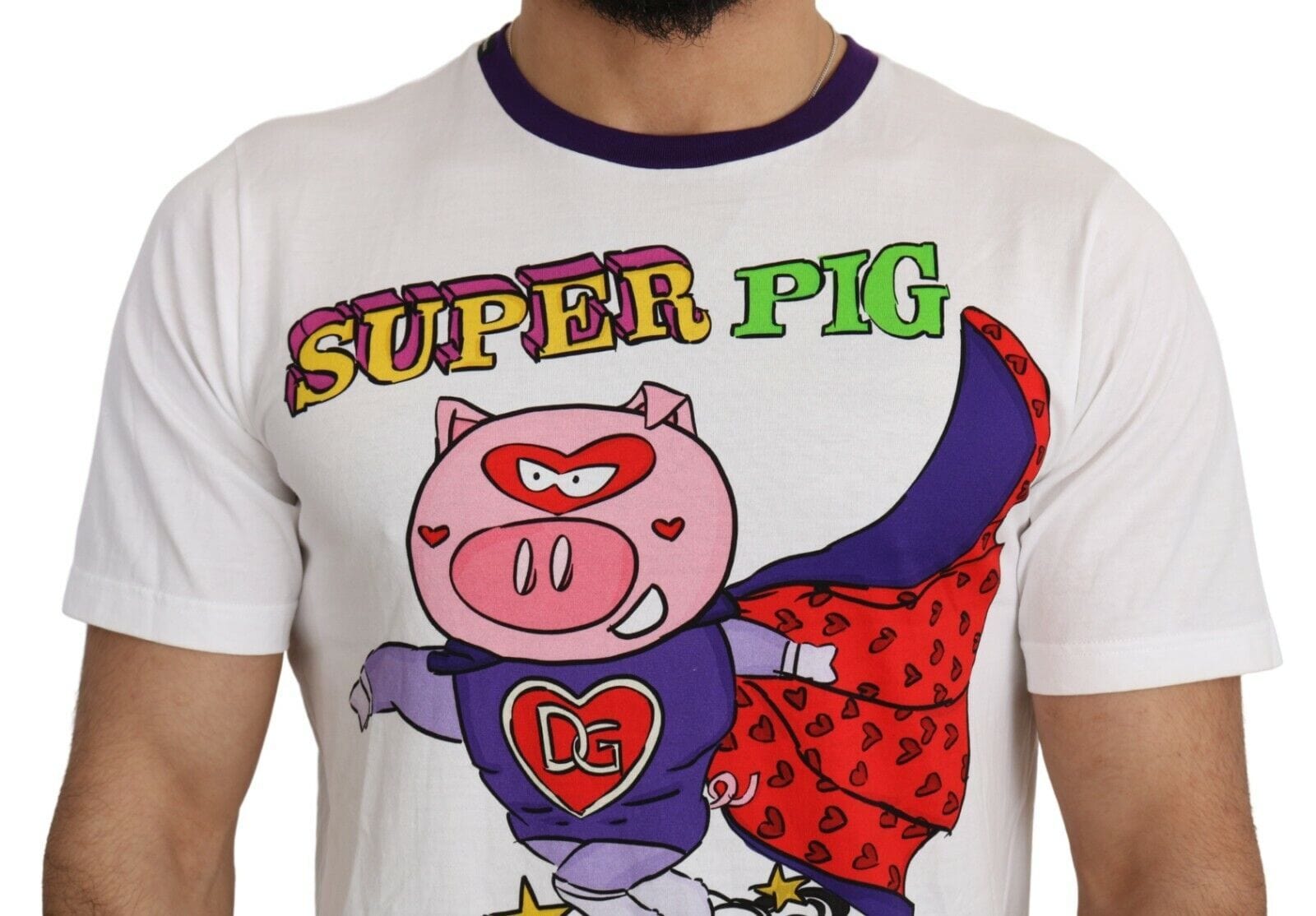 Dolce & Gabbana T-Shirt Dolce & Gabbana Chic White Cotton Pig Motif Tee