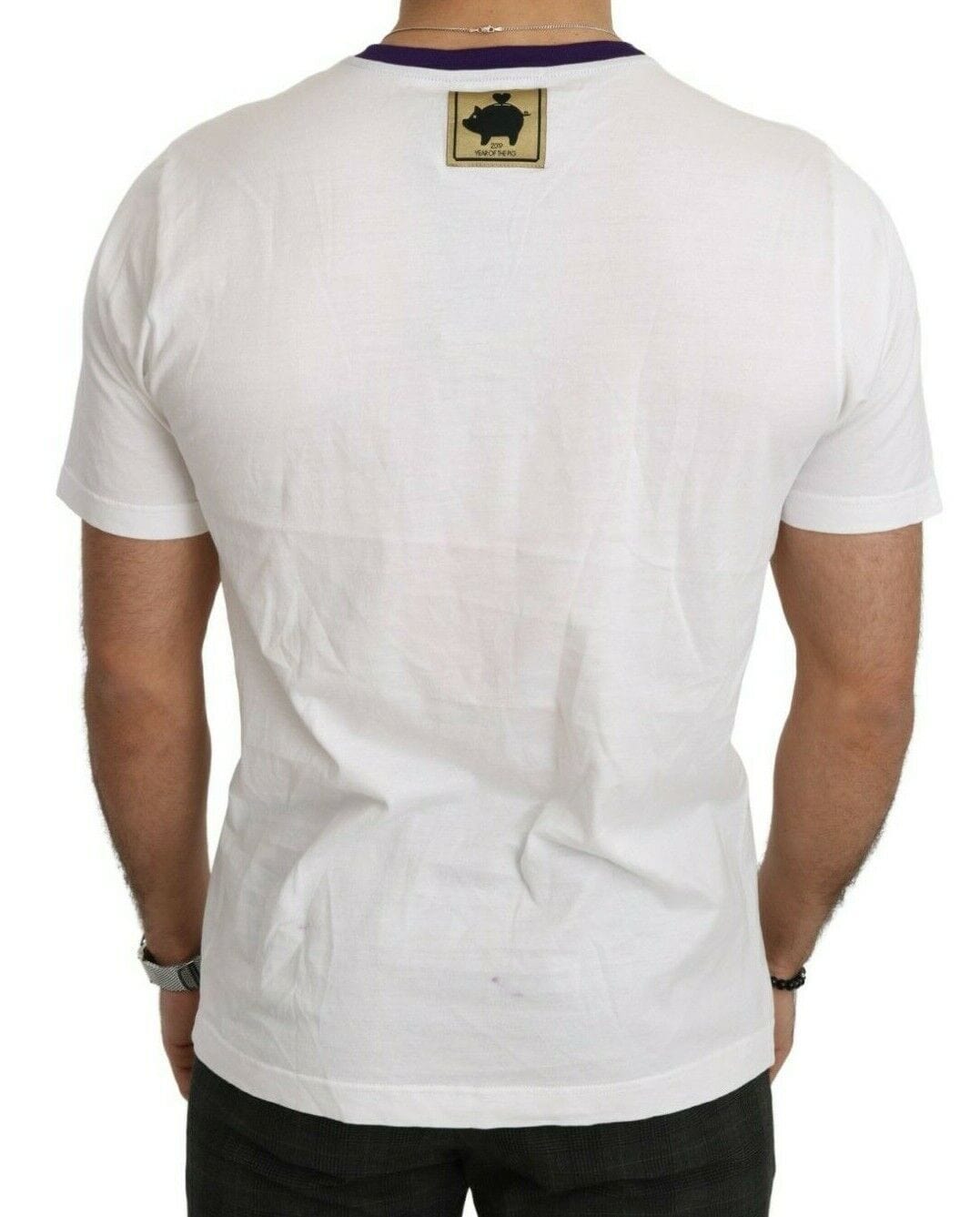 Dolce & Gabbana T-Shirt Dolce & Gabbana Chic White Cotton Pig Motif Tee