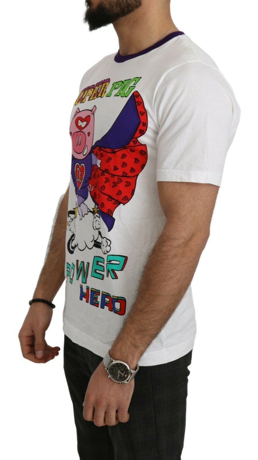 Dolce & Gabbana T-Shirt Dolce & Gabbana Chic White Cotton Pig Motif Tee