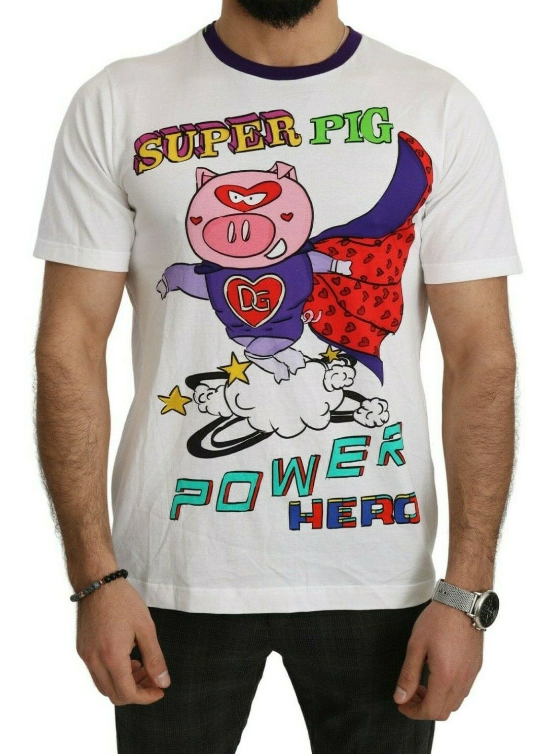 Dolce & Gabbana T-Shirt Dolce & Gabbana Chic White Cotton Pig Motif Tee