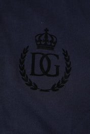 Dolce & Gabbana Premium Polos IT44 | XS Dolce & Gabbana Dark Blue Cotton Crown Collared Polo T-shirt