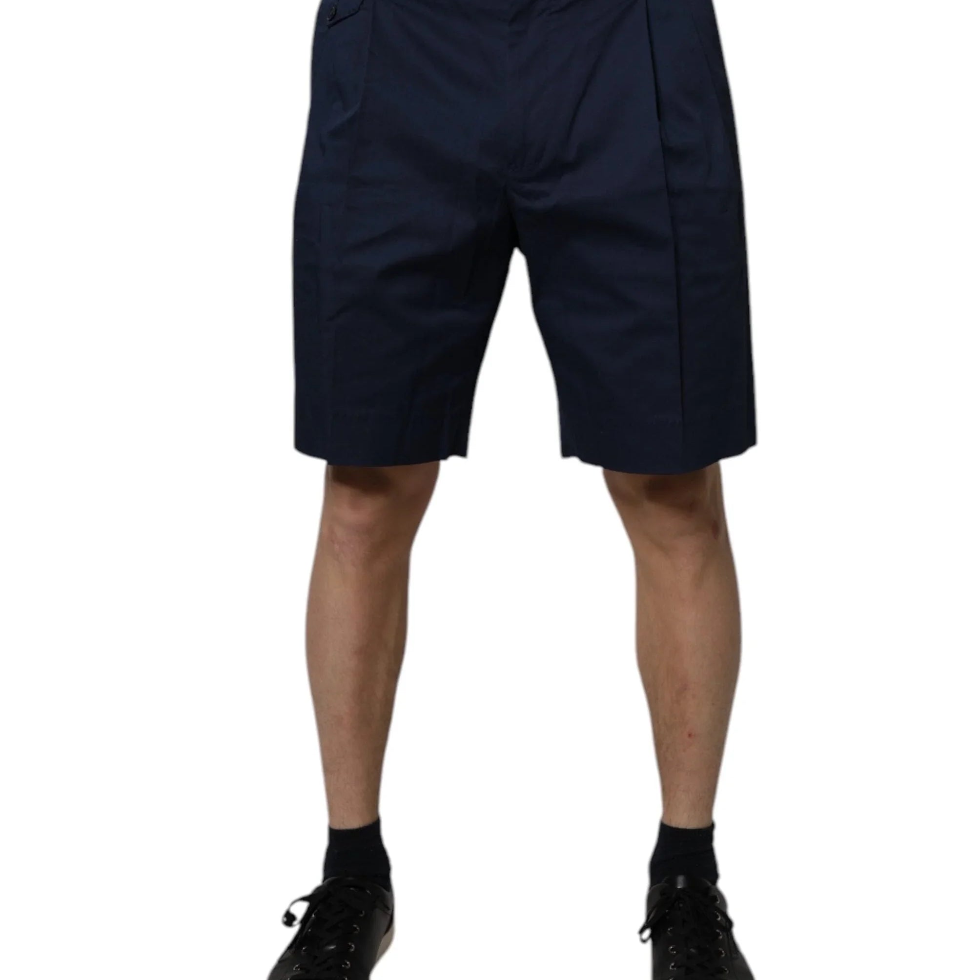 Chino Shorts Dolce & Gabbana Dark Blue Cotton Mid Waist Men Bermuda Shorts