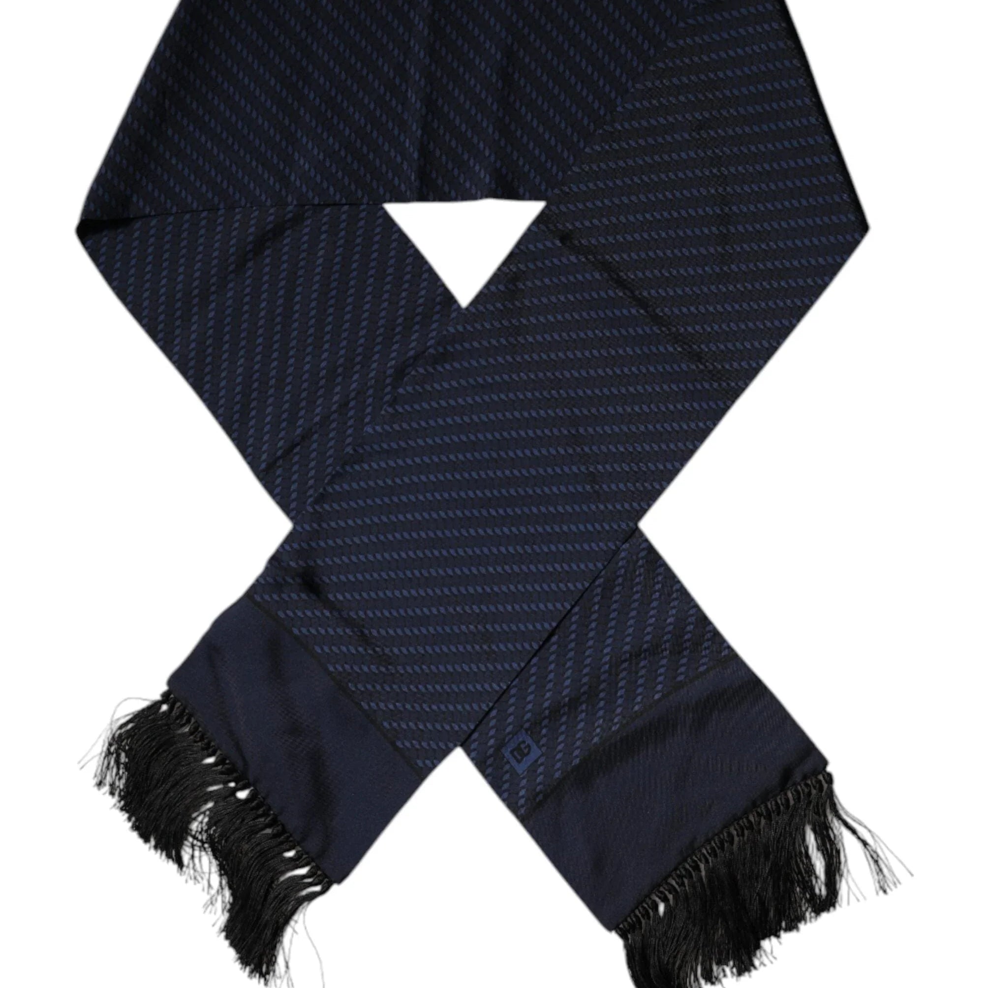 Dolce & Gabbana Dolce & Gabbana Dark Blue Fantasy Fringes Neck Wrap Scarf