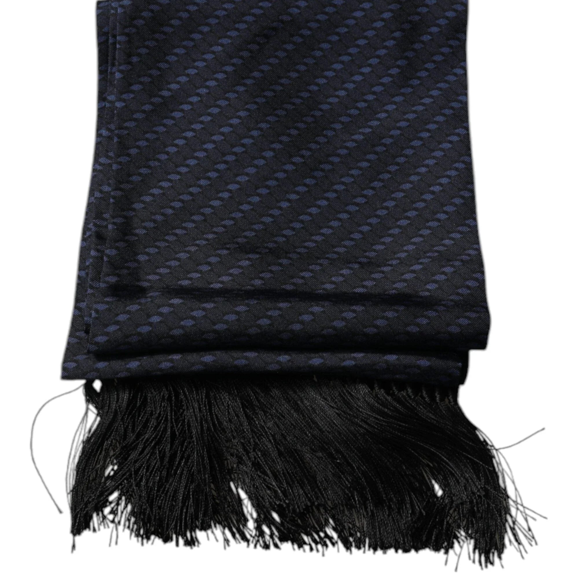 Dolce & Gabbana Dolce & Gabbana Dark Blue Fantasy Fringes Neck Wrap Scarf