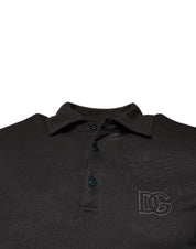 Dolce & Gabbana Premium Polos IT50 | L Dolce & Gabbana Dark Gray Collared Short Sleeves Polo T-shirt