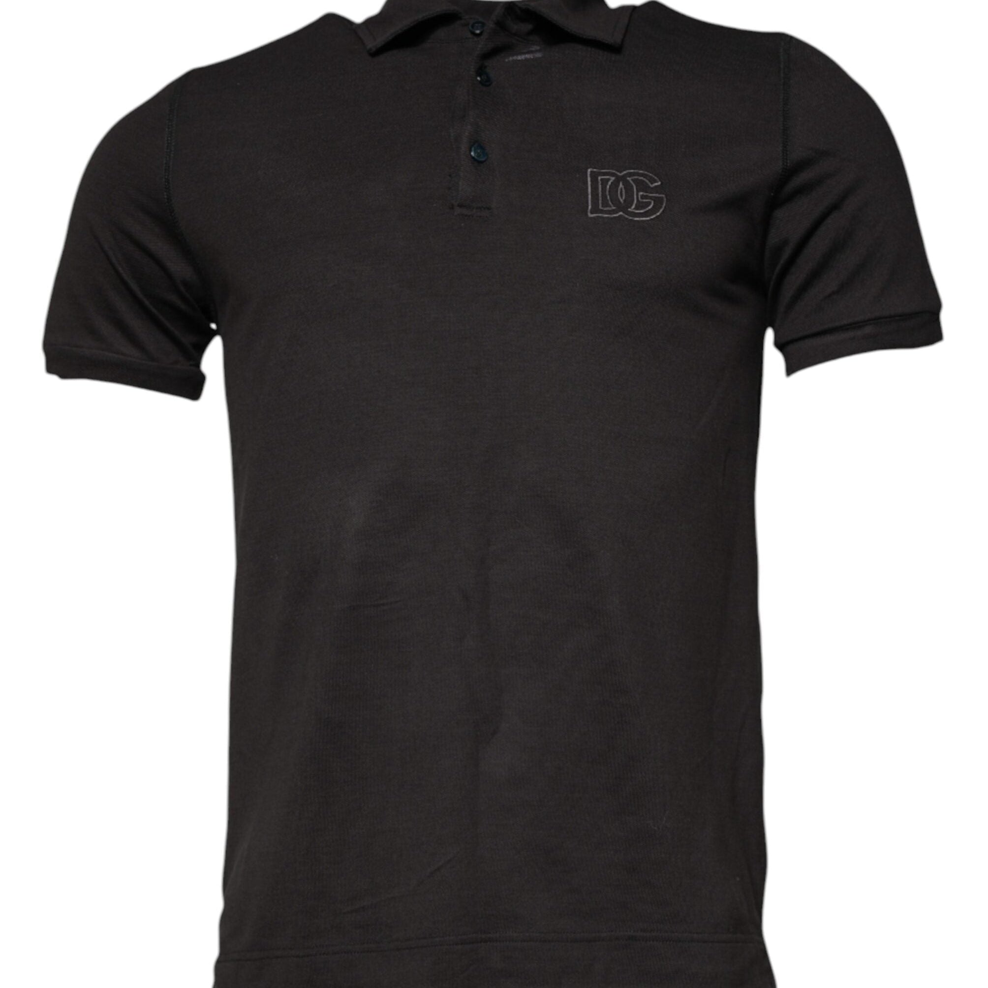 Dolce & Gabbana Premium Polos IT50 | L Dolce & Gabbana Dark Gray Collared Short Sleeves Polo T-shirt