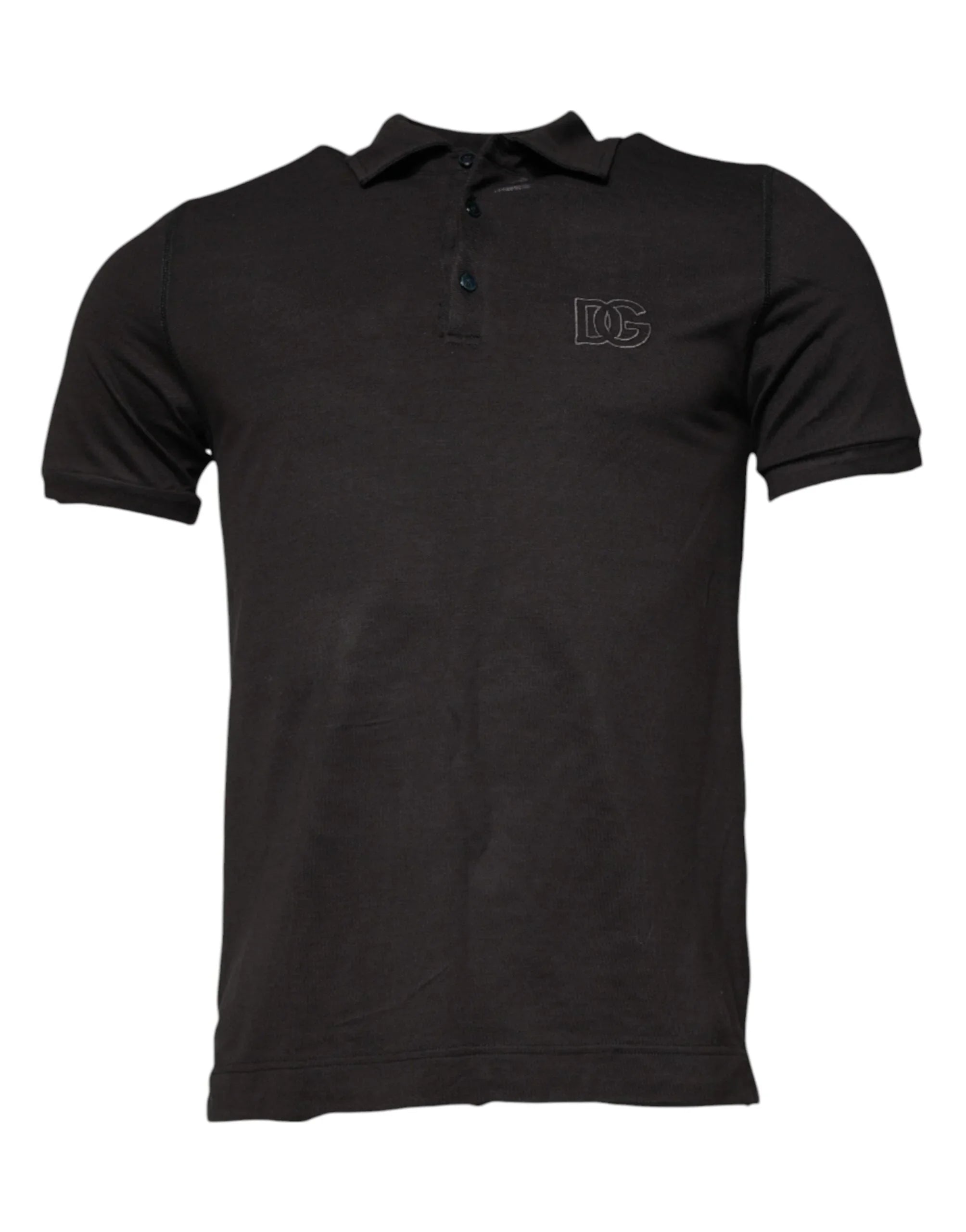 Dolce & Gabbana Premium Polos IT50 | L Dolce & Gabbana Dark Gray Collared Short Sleeves Polo T-shirt