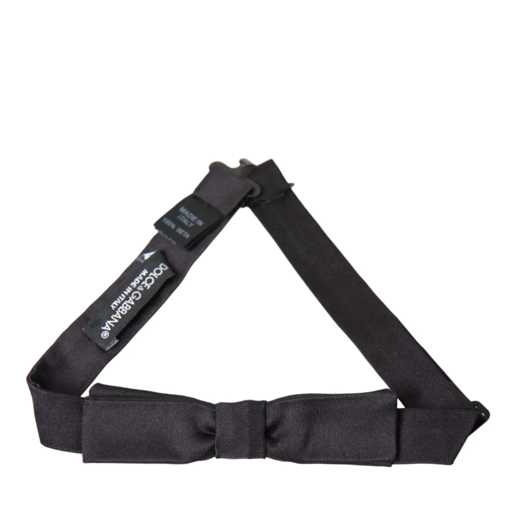 Dolce & Gabbana Neck Ties Dolce & Gabbana Dark Gray Silk Adjustable Neck Men Bow Tie