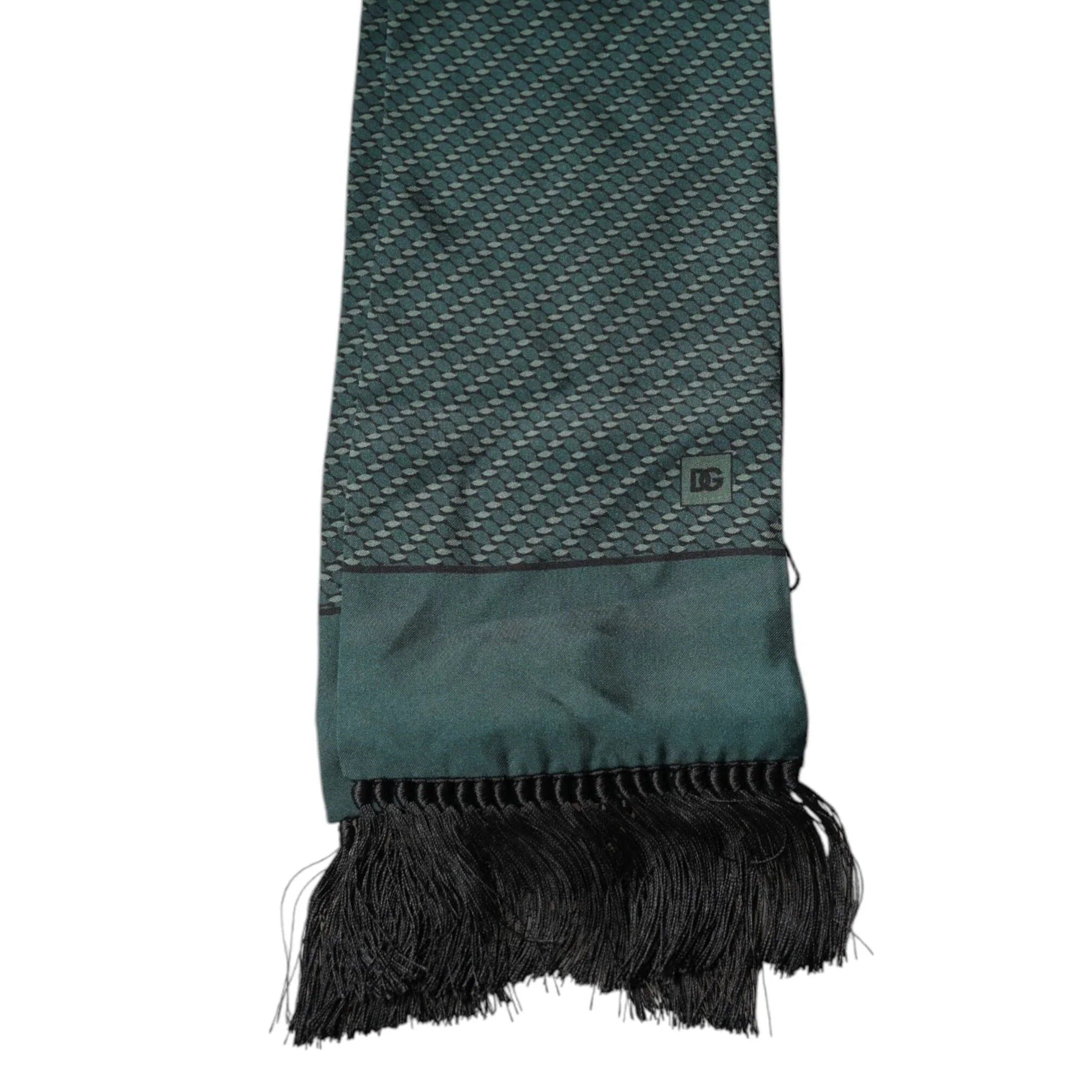 Dolce & Gabbana Dolce & Gabbana Dark Green Fantasy Fringes Neck Wrap Scarf