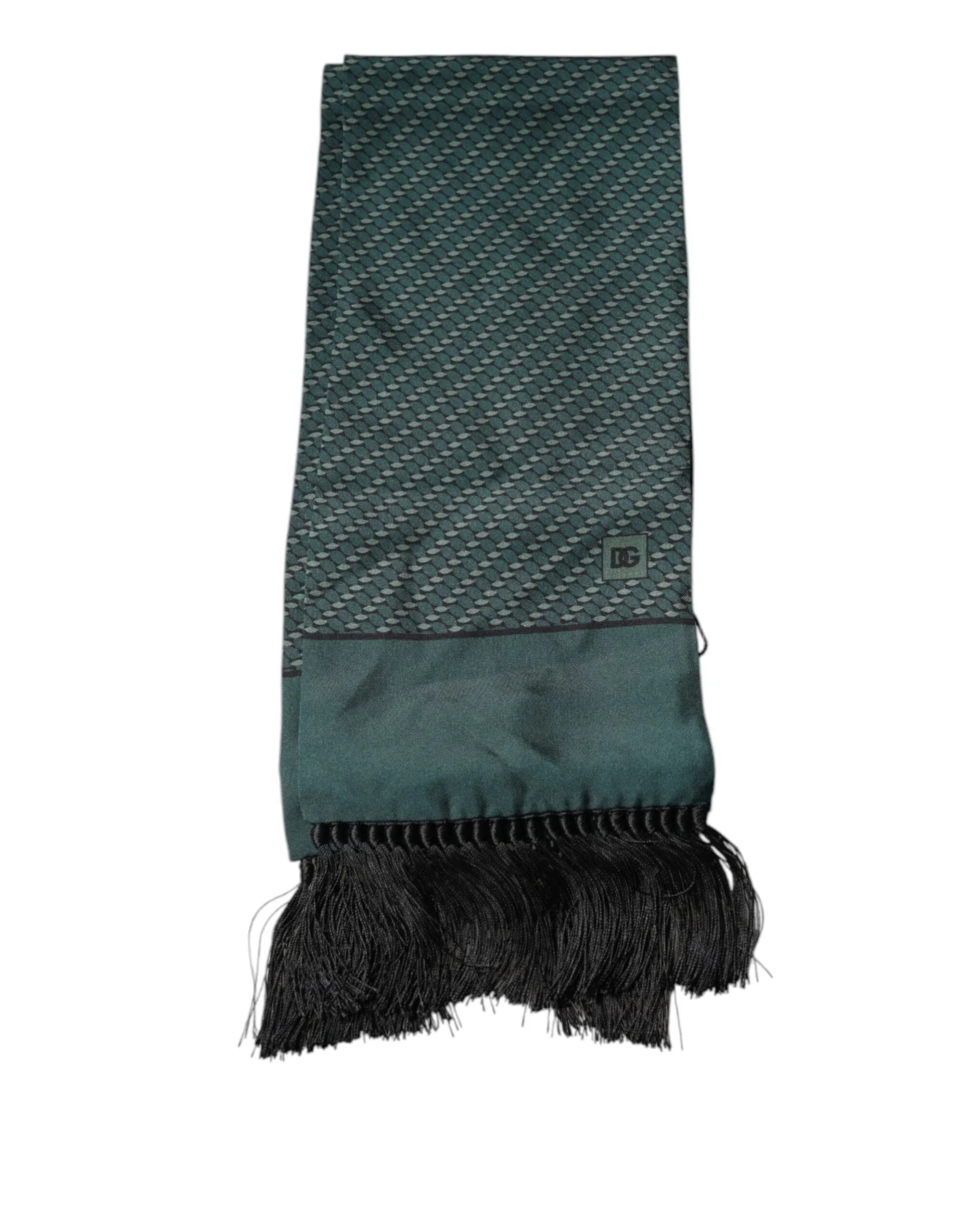 Dolce & Gabbana Dolce & Gabbana Dark Green Fantasy Fringes Neck Wrap Scarf