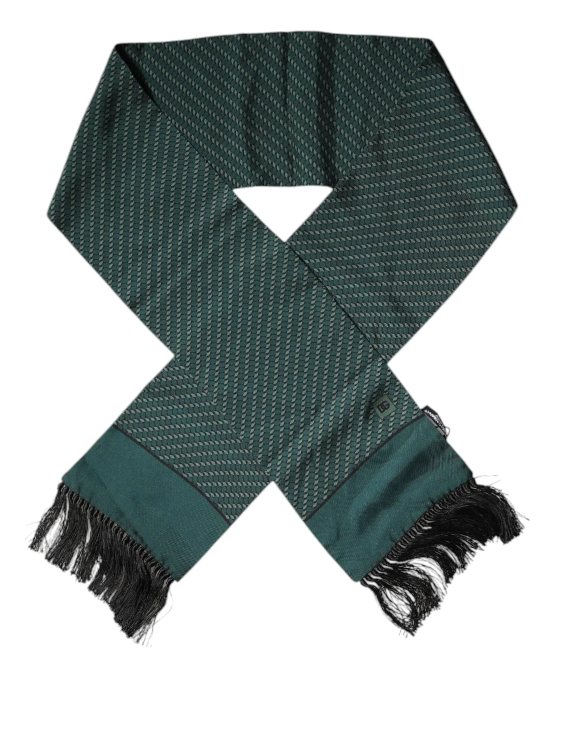Dolce & Gabbana Dolce & Gabbana Dark Green Fantasy Fringes Neck Wrap Scarf