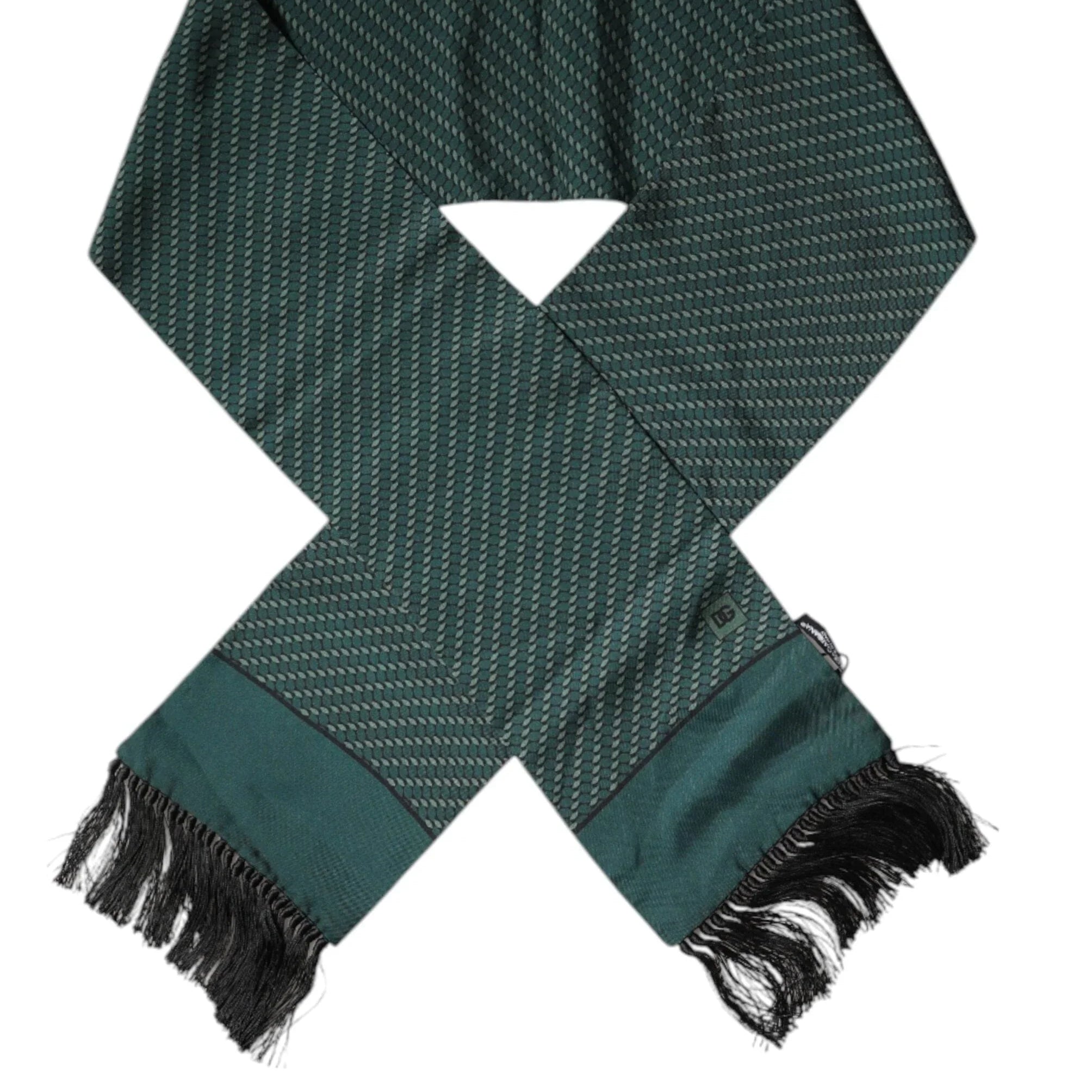 Dolce & Gabbana Dolce & Gabbana Dark Green Fantasy Fringes Neck Wrap Scarf