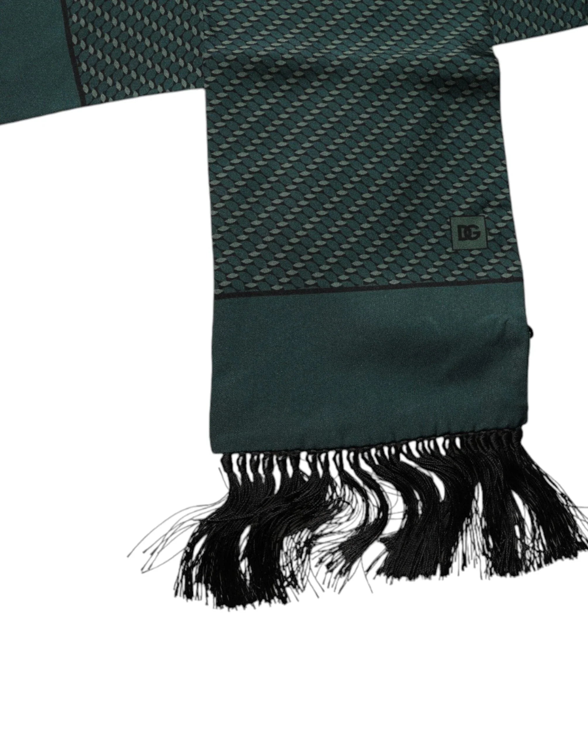 Dolce & Gabbana Dolce & Gabbana Dark Green Fantasy Fringes Neck Wrap Scarf