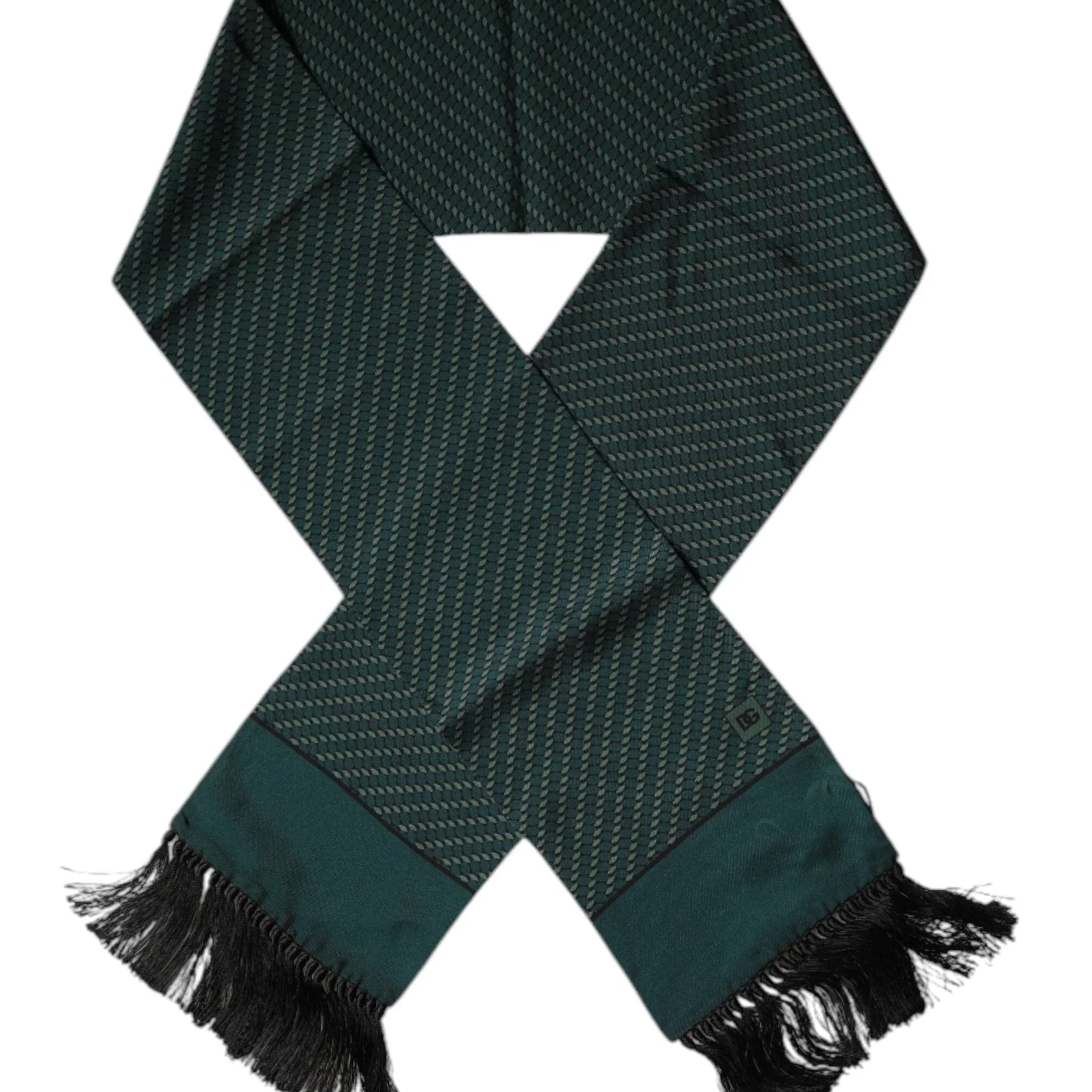 Dolce & Gabbana Dolce & Gabbana Dark Green Fantasy Fringes Neck Wrap Scarf