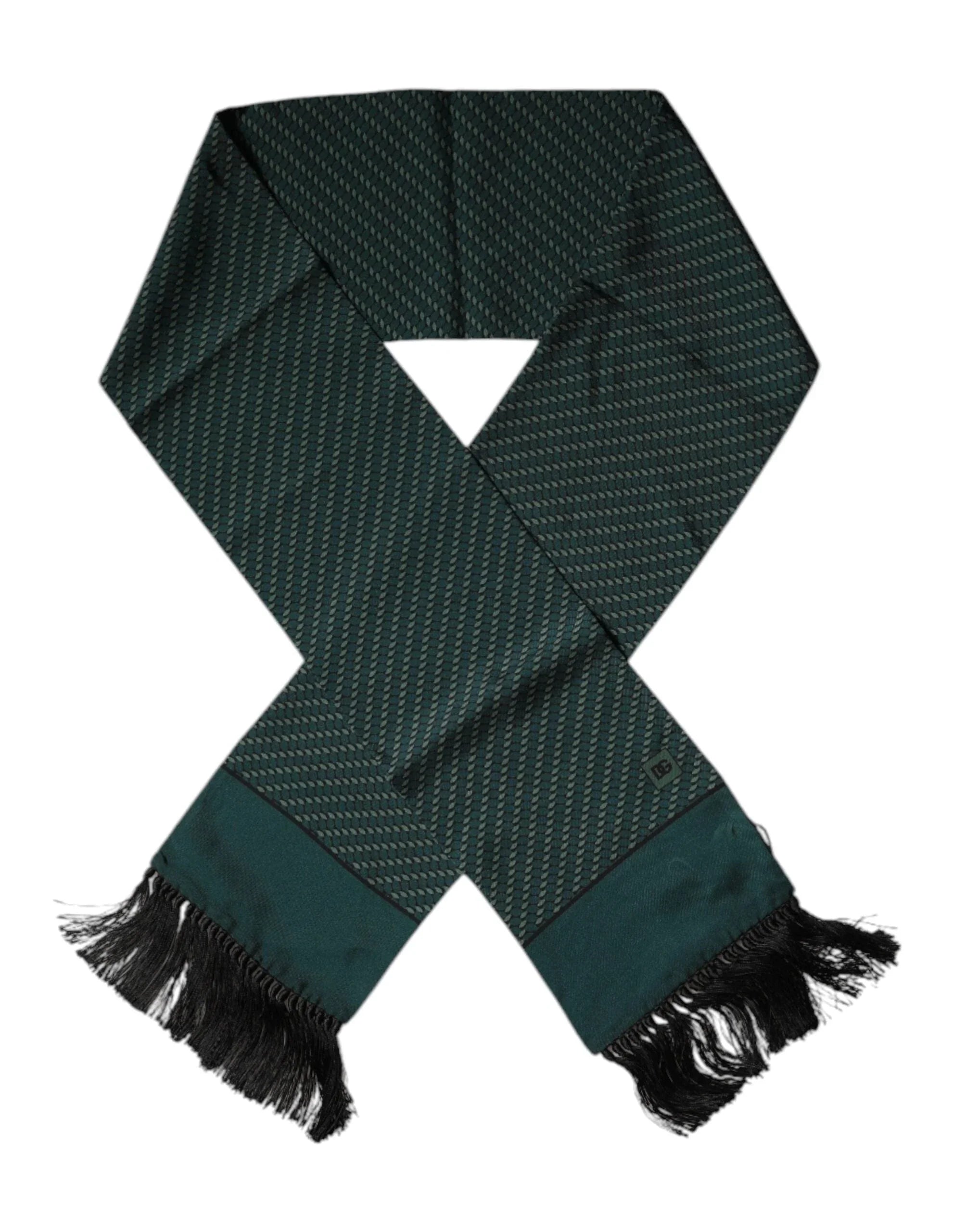 Dolce & Gabbana Dolce & Gabbana Dark Green Fantasy Fringes Neck Wrap Scarf