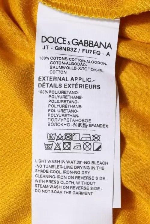 Dolce & Gabbana T-Shirts IT46 | S Dolce & Gabbana Dark Yellow Logo Crew Neck Short Sleeves T-shirt