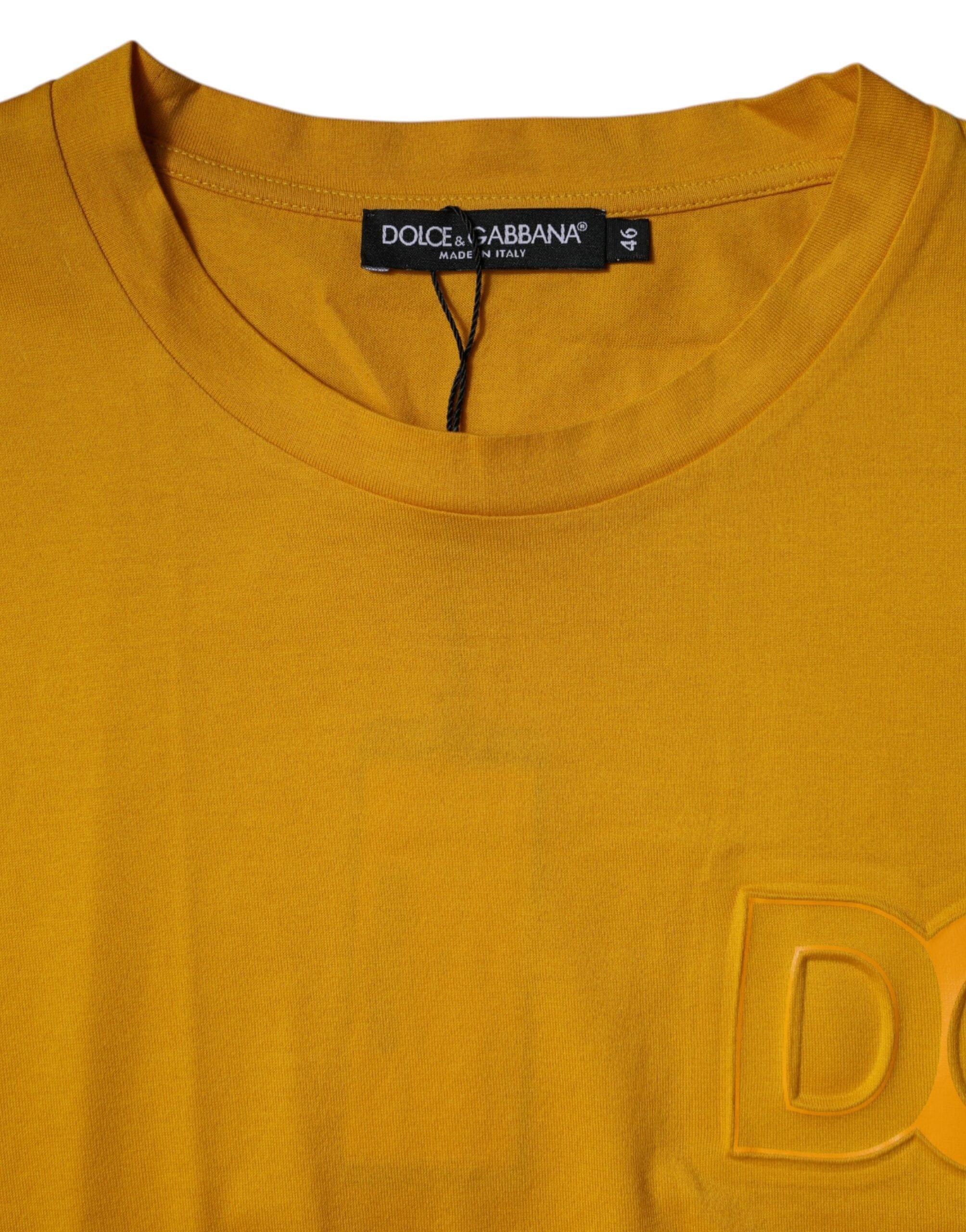 Dolce & Gabbana T-Shirts IT46 | S Dolce & Gabbana Dark Yellow Logo Crew Neck Short Sleeves T-shirt
