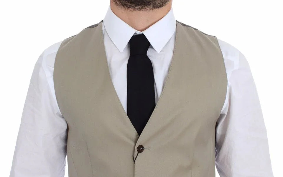 Dolce & Gabbana Formal Vests IT44 | XS Dolce & Gabbana Elegant Beige Cotton Dress Vest