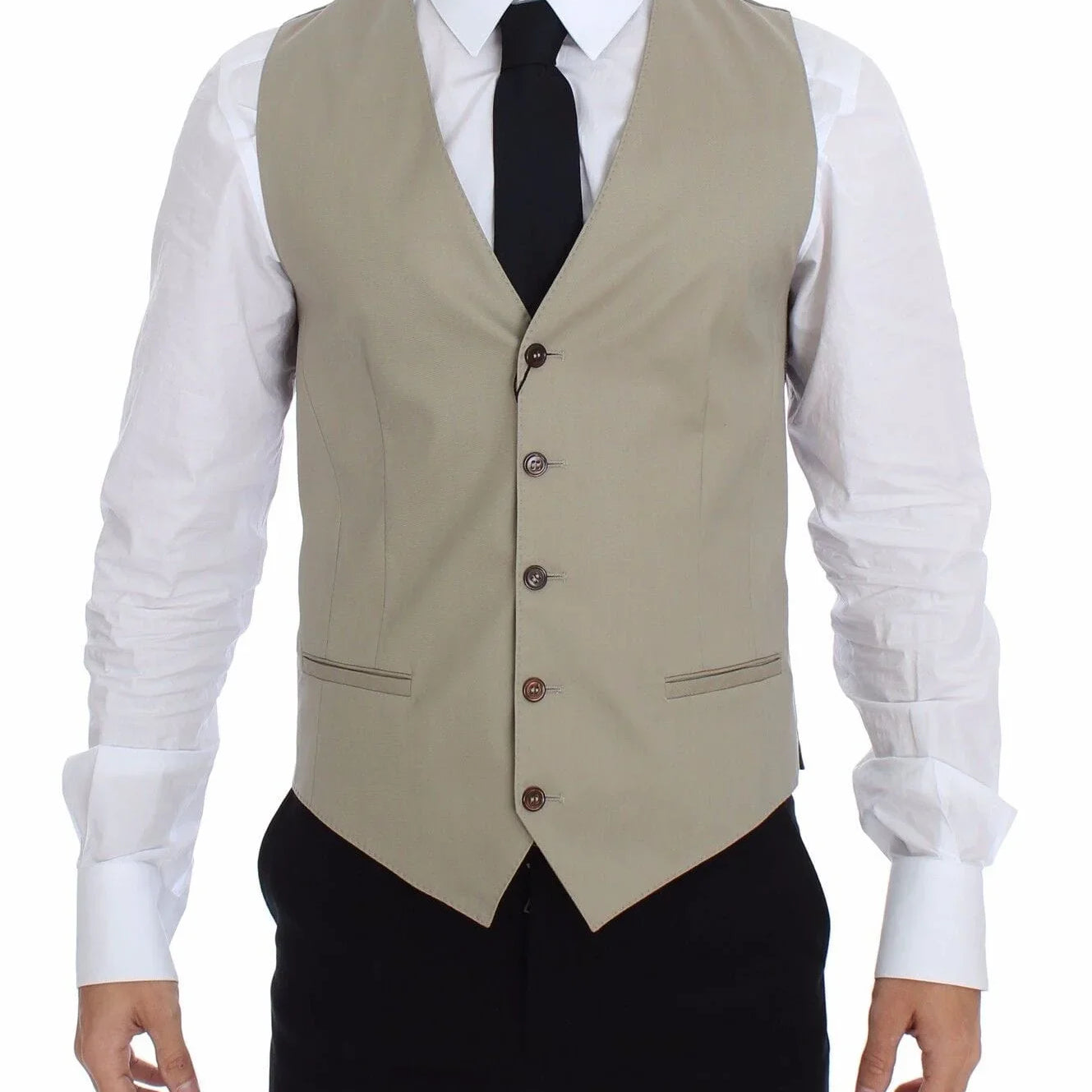 Dolce & Gabbana Formal Vests IT44 | XS Dolce & Gabbana Elegant Beige Cotton Dress Vest