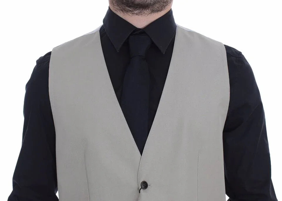 Dolce & Gabbana Formal Vests IT52 | XL Dolce & Gabbana Elegant Beige Cotton Silk Dress Vest