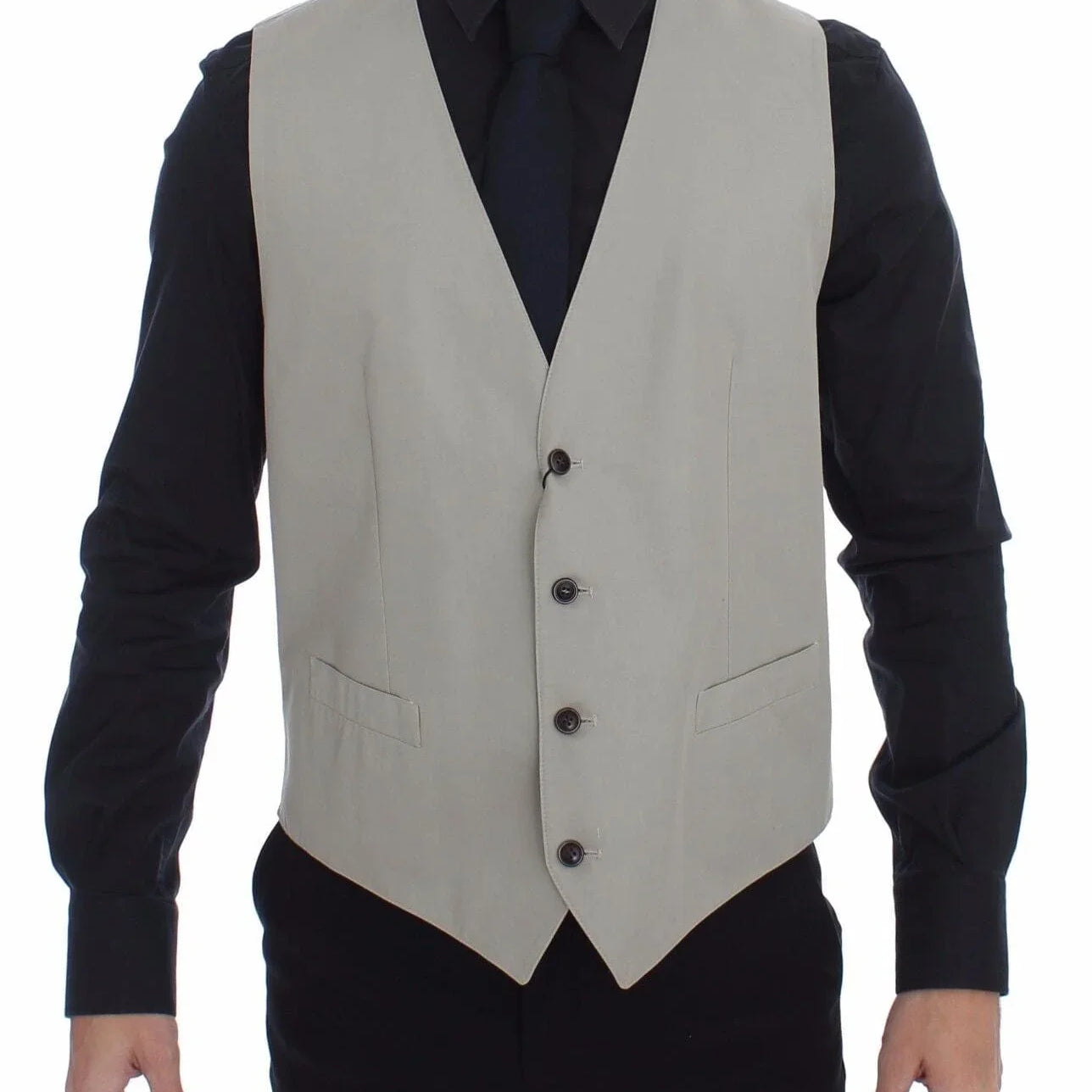 Dolce & Gabbana Formal Vests IT52 | XL Dolce & Gabbana Elegant Beige Cotton Silk Dress Vest