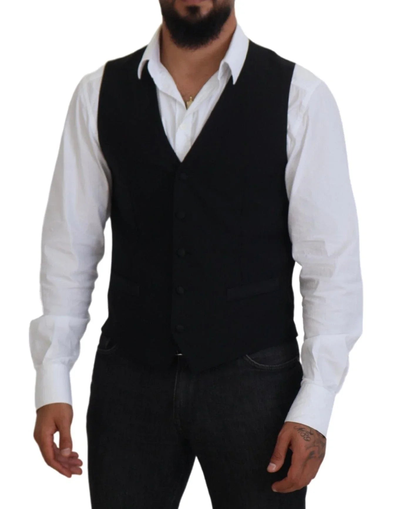 Dolce & Gabbana Formal Vests IT48 | M Dolce & Gabbana Elegant Black Formal Dress Vest