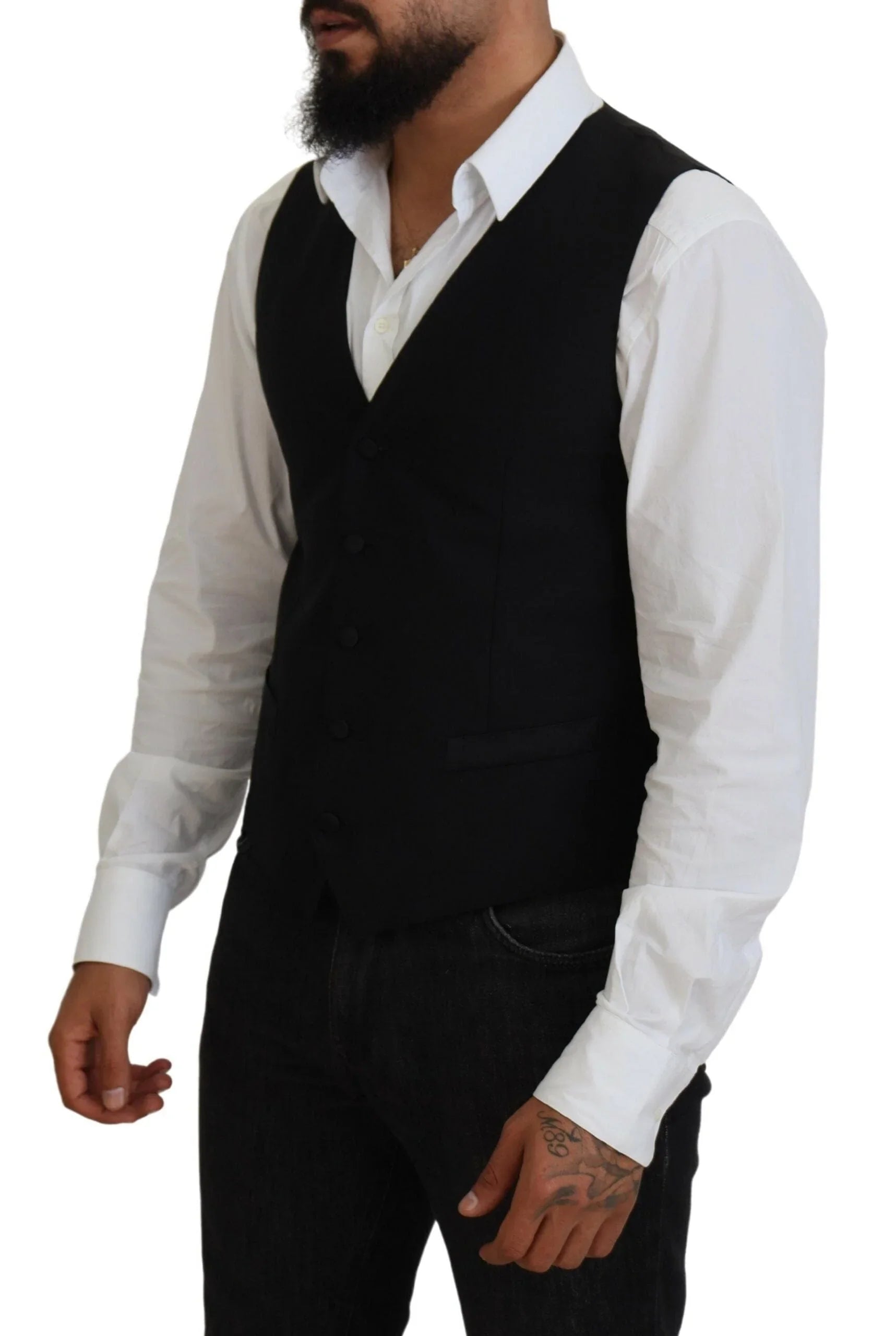 Dolce & Gabbana Formal Vests IT48 | M Dolce & Gabbana Elegant Black Formal Dress Vest