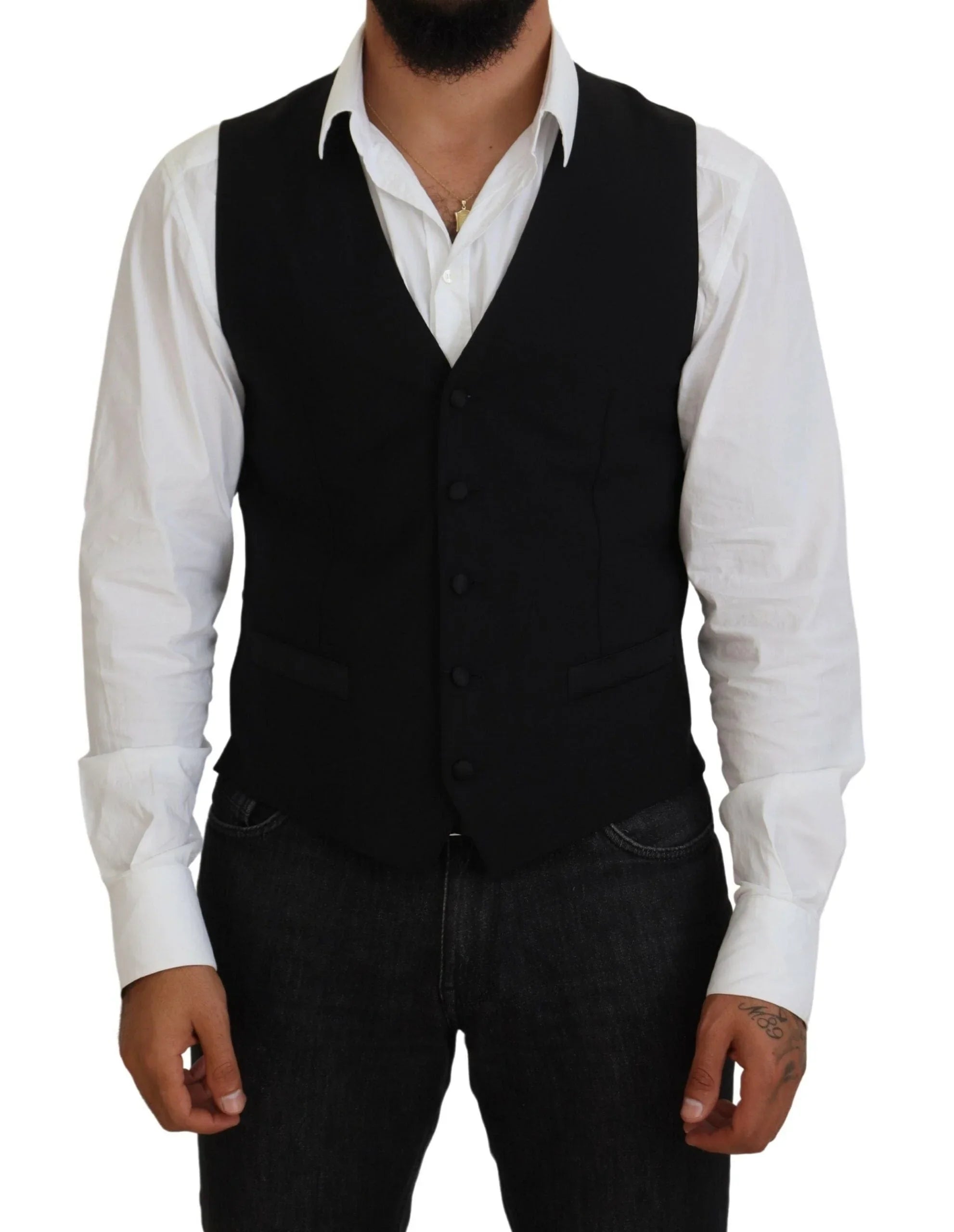 Dolce & Gabbana Formal Vests IT48 | M Dolce & Gabbana Elegant Black Formal Dress Vest