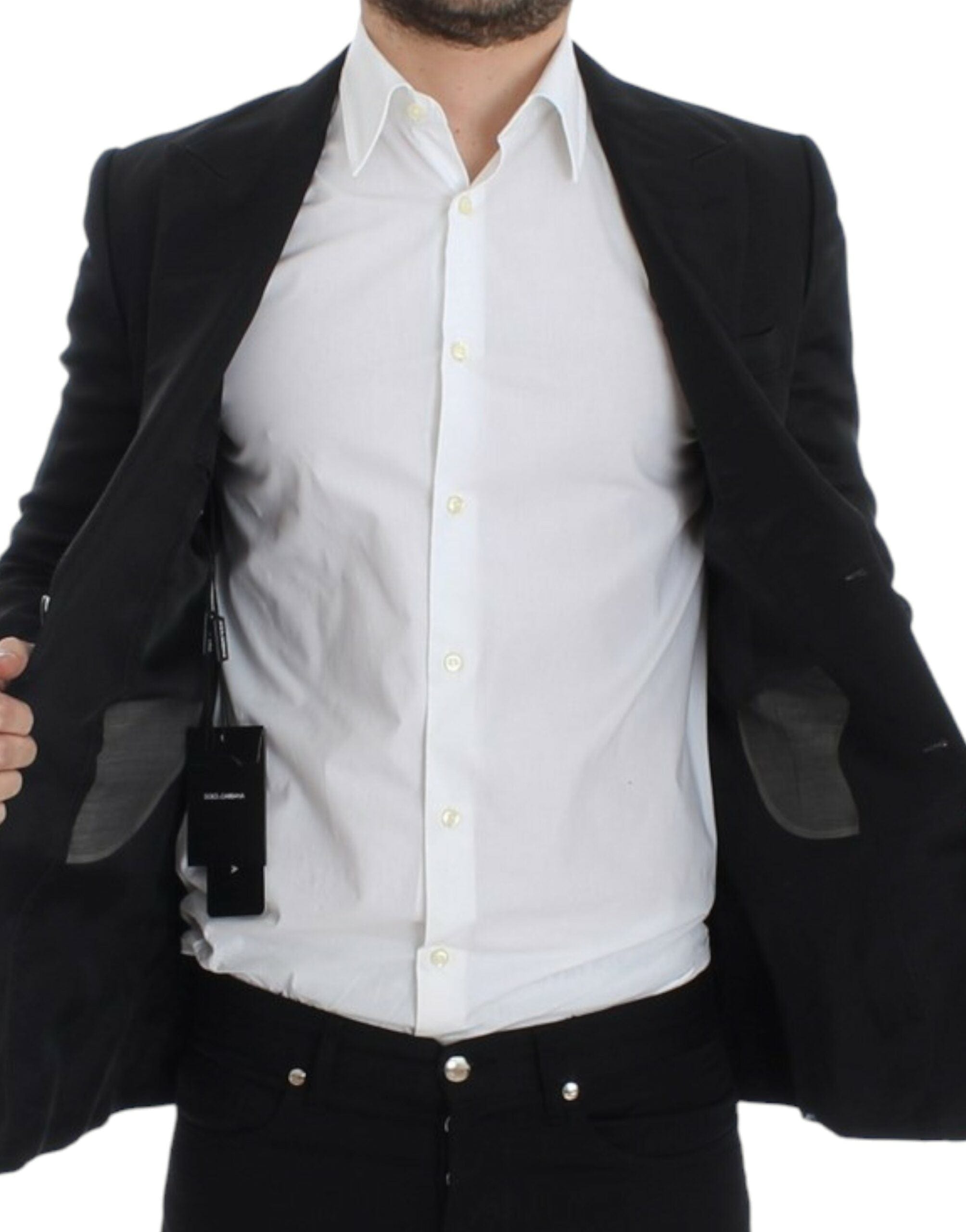 Dolce & Gabbana Linen Shirts IT48 | M Dolce & Gabbana Elegant Black Silk Blend Two-Button Blazer