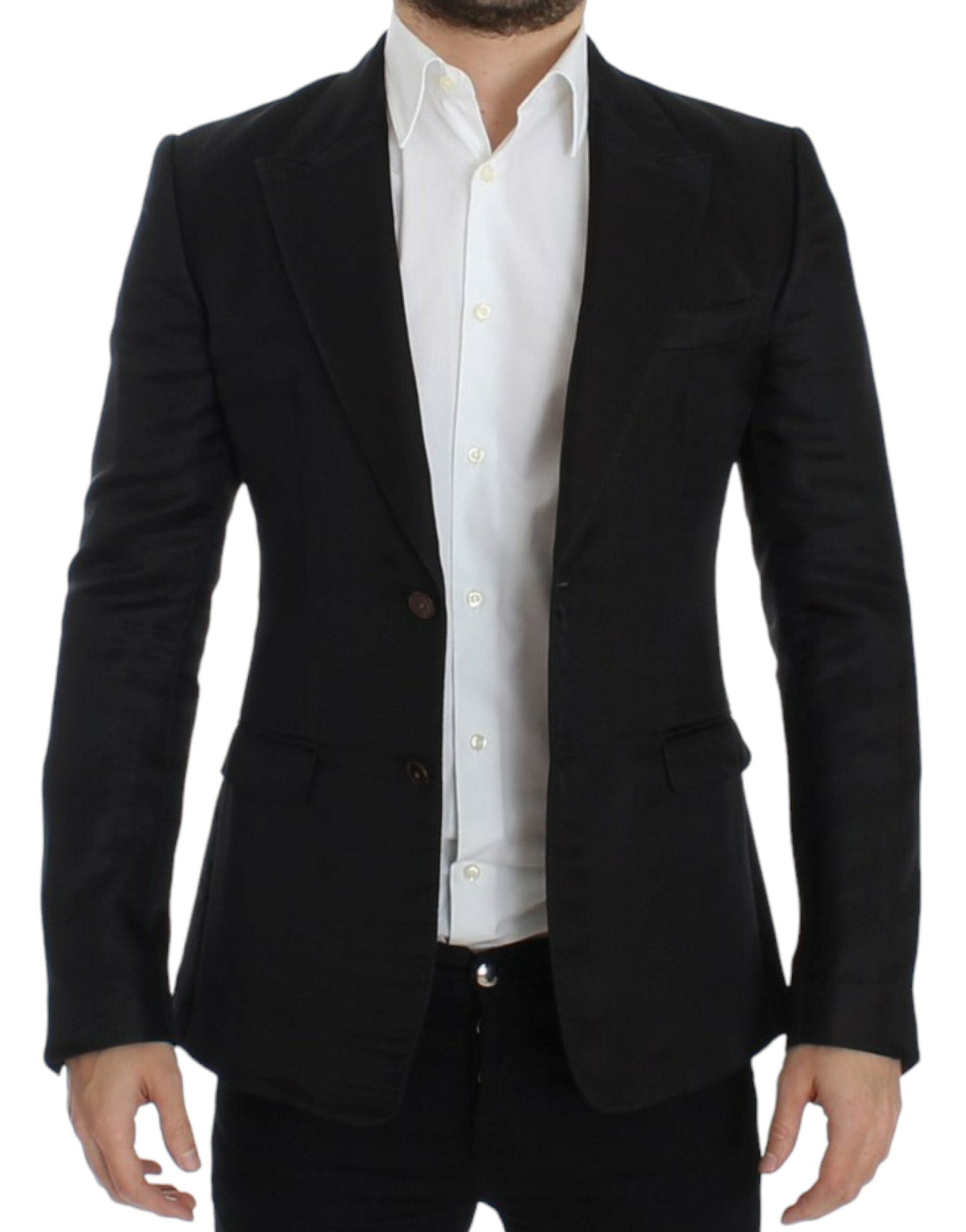 Dolce & Gabbana Linen Shirts IT48 | M Dolce & Gabbana Elegant Black Silk Blend Two-Button Blazer