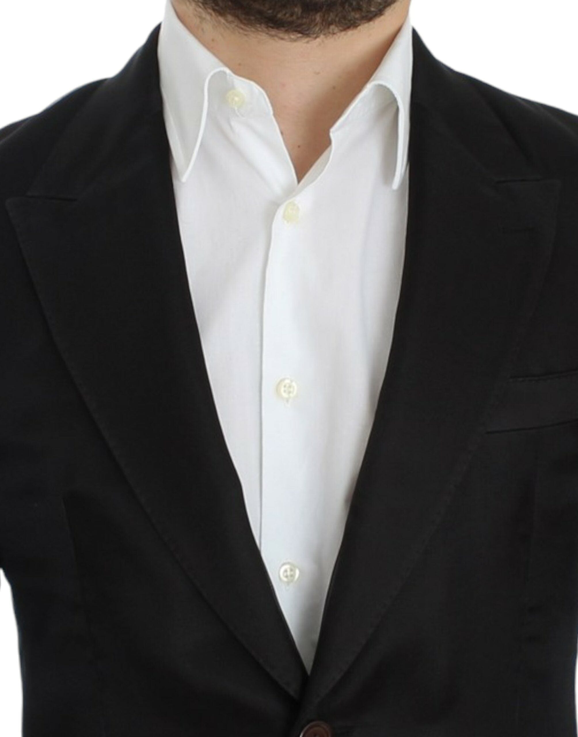 Dolce & Gabbana Linen Shirts IT48 | M Dolce & Gabbana Elegant Black Silk Blend Two-Button Blazer