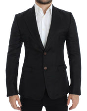Dolce & Gabbana Linen Shirts IT48 | M Dolce & Gabbana Elegant Black Silk Blend Two-Button Blazer
